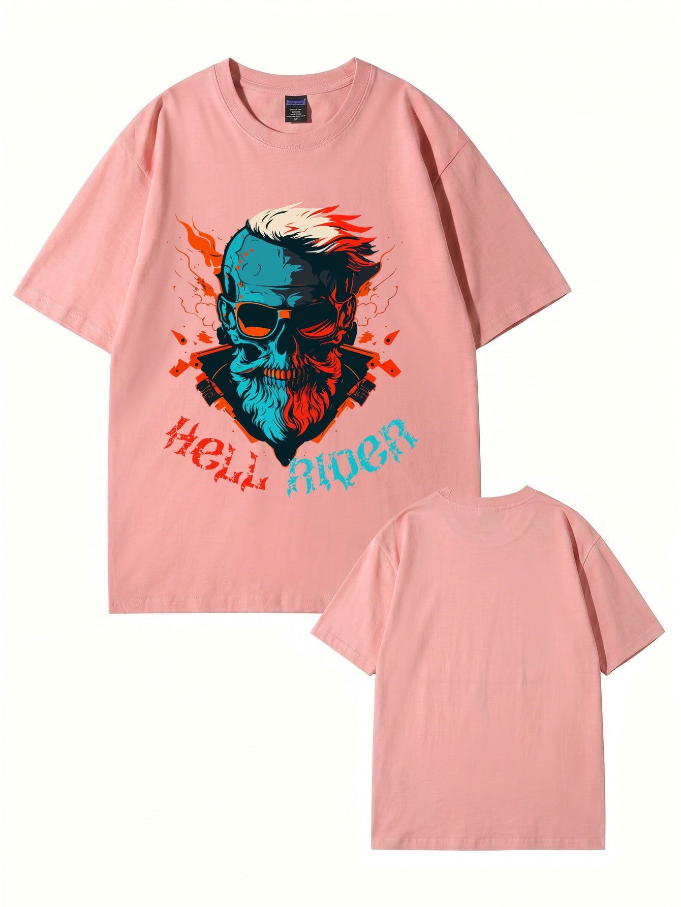 Hell Rider Skull Graphic Print Men's 200gsm Cotton T-Shirt