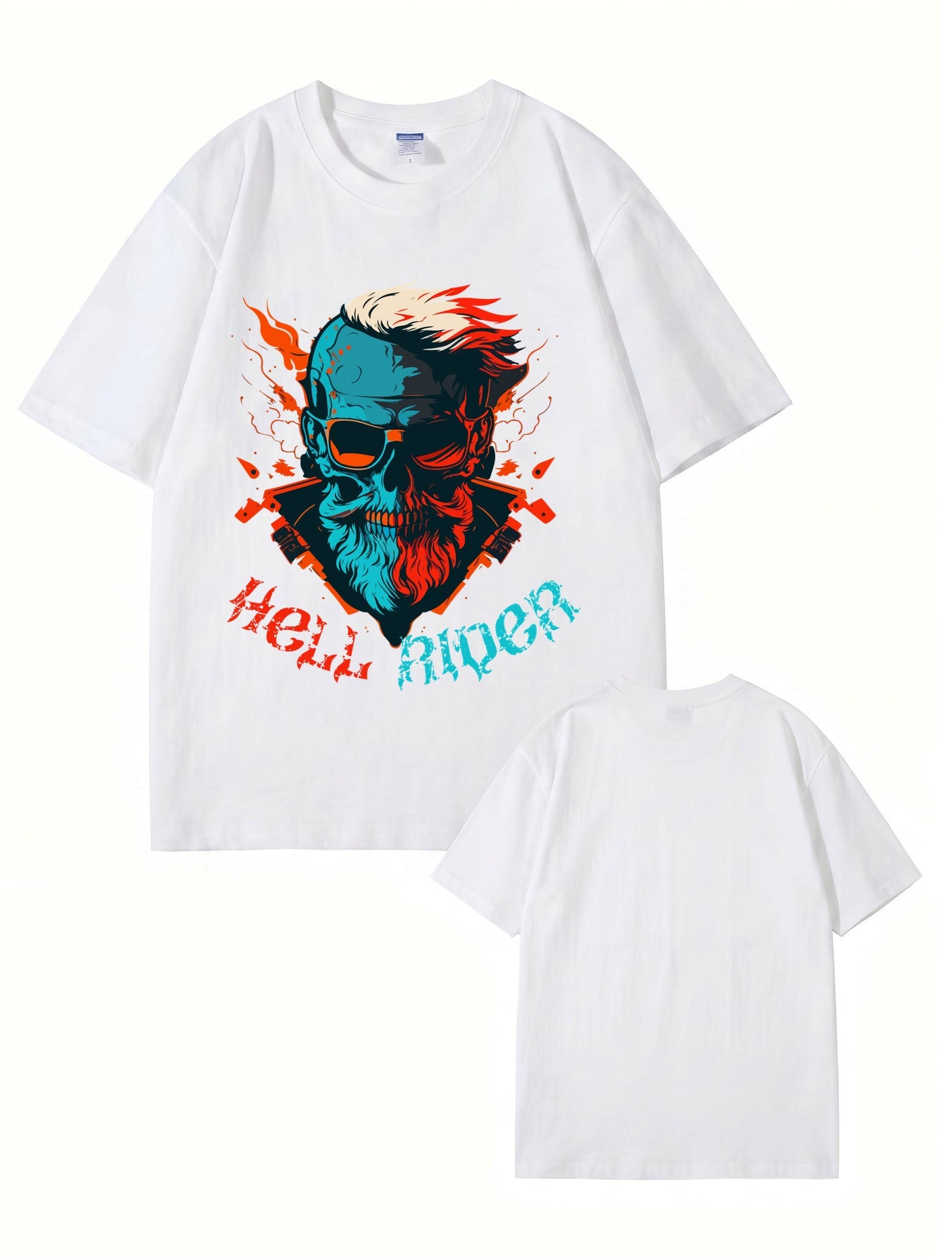Hell Rider Skull Graphic Print Men's 200gsm Cotton T-Shirt