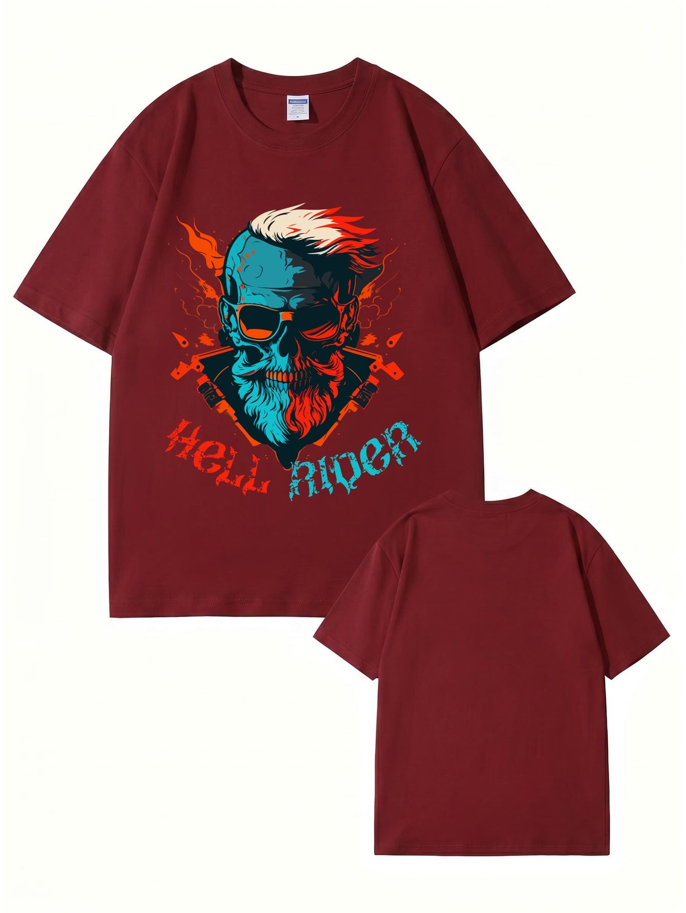Hell Rider Skull Graphic Print Men's 200gsm Cotton T-Shirt