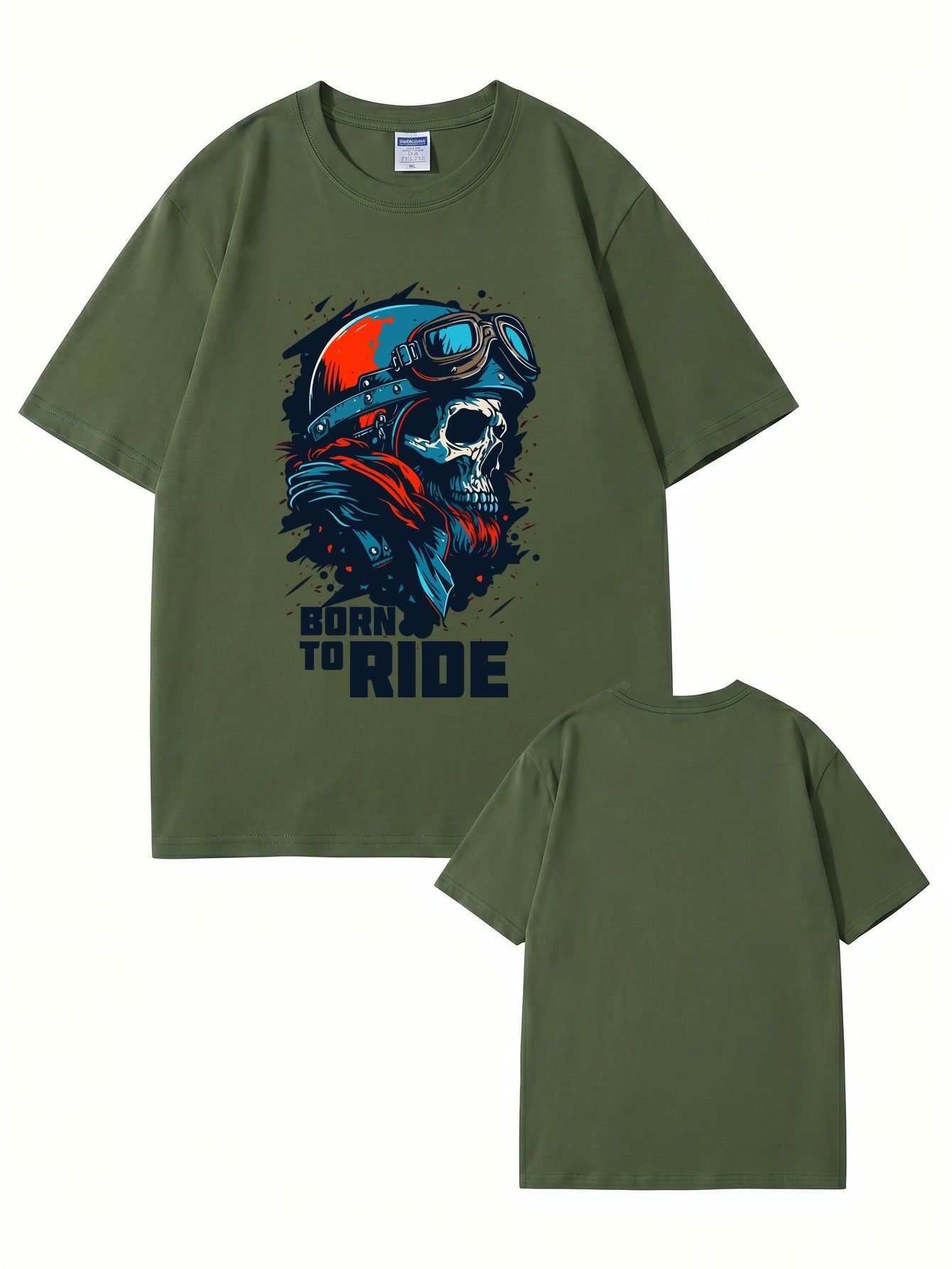 Born To Ride Skull Biker T-Shirt - Premium Heavyweight Cotton Graphic Tee