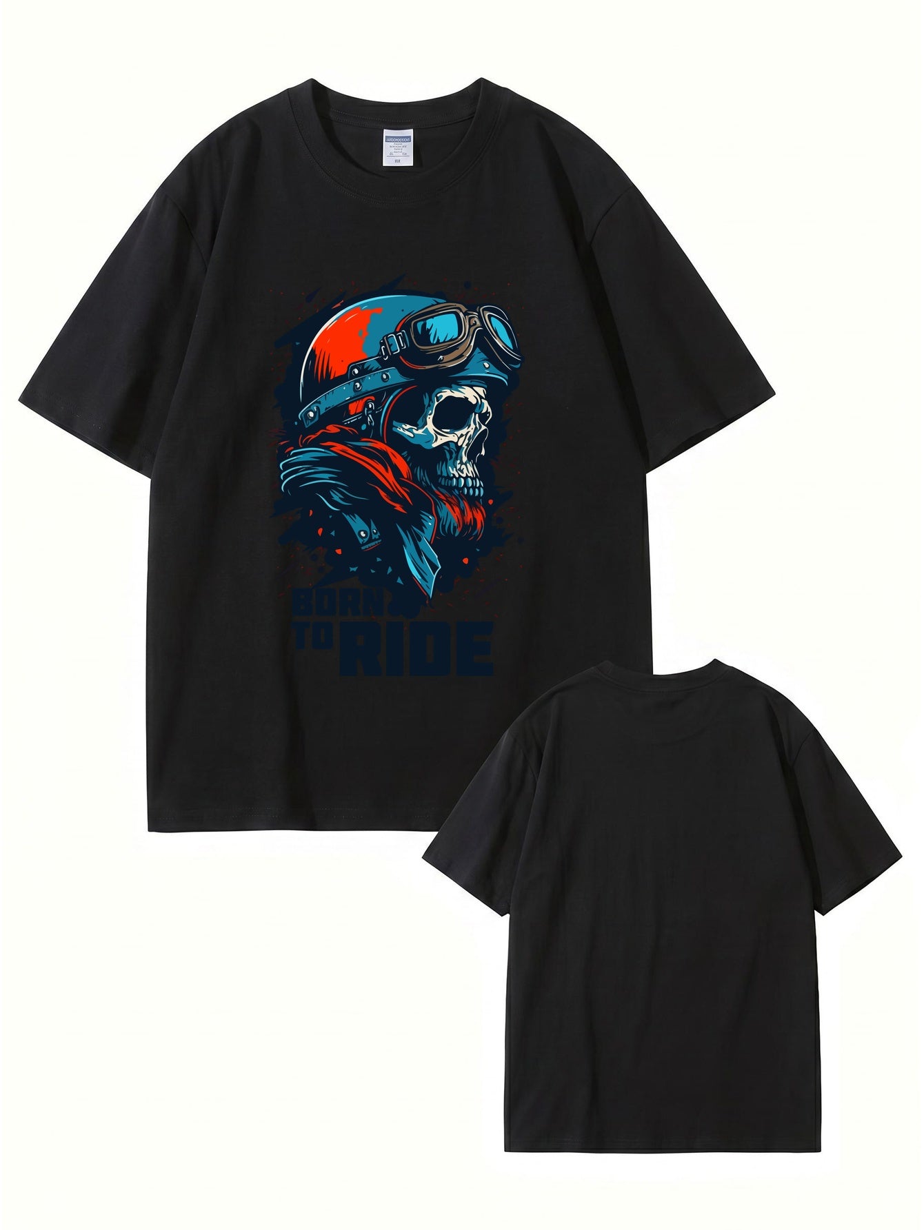 Born To Ride Skull Biker T-Shirt - Premium Heavyweight Cotton Graphic Tee