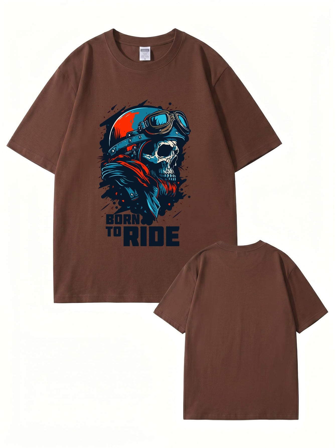 Born To Ride Skull Biker T-Shirt - Premium Heavyweight Cotton Graphic Tee