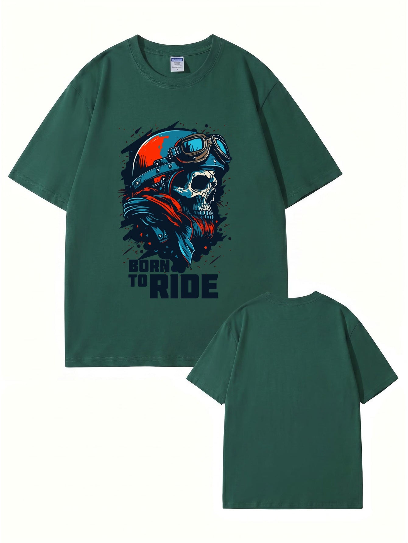 Born To Ride Skull Biker T-Shirt - Premium Heavyweight Cotton Graphic Tee