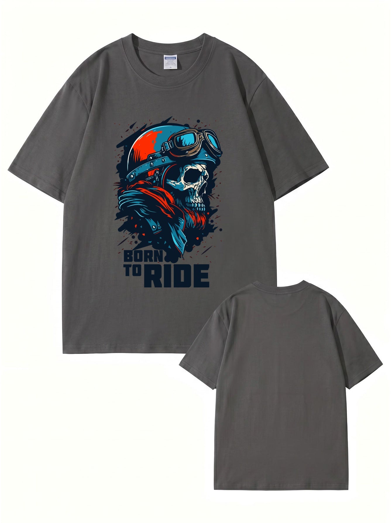 Born To Ride Skull Biker T-Shirt - Premium Heavyweight Cotton Graphic Tee