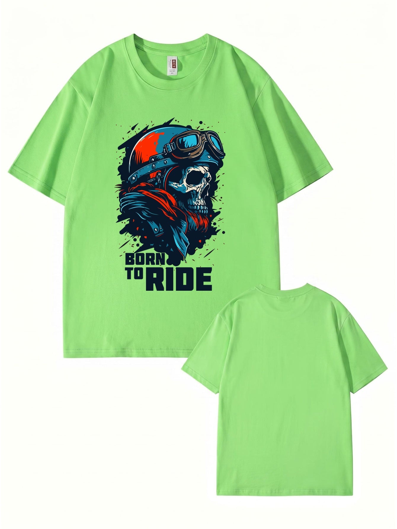Born To Ride Skull Biker T-Shirt - Premium Heavyweight Cotton Graphic Tee
