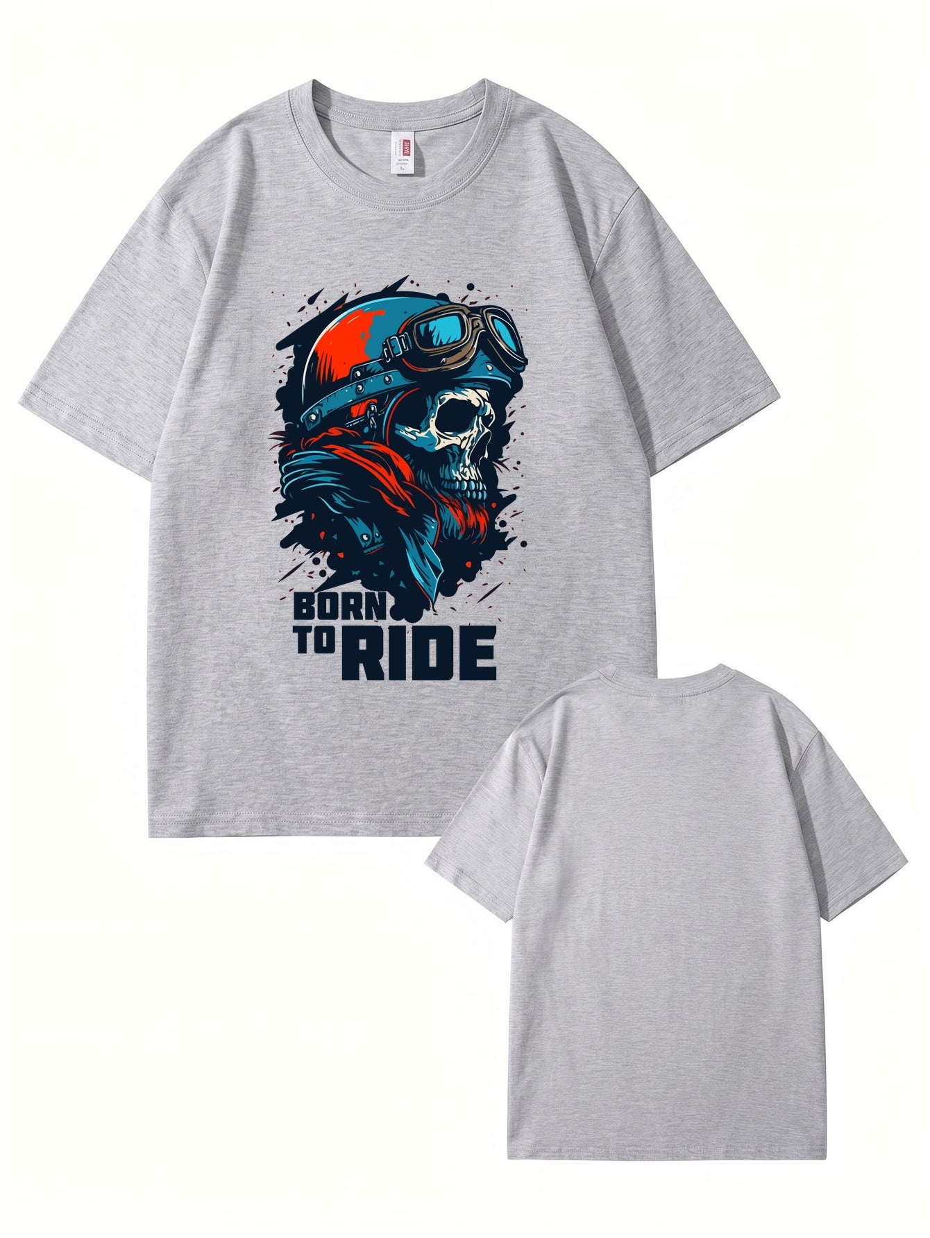 Born To Ride Skull Biker T-Shirt - Premium Heavyweight Cotton Graphic Tee