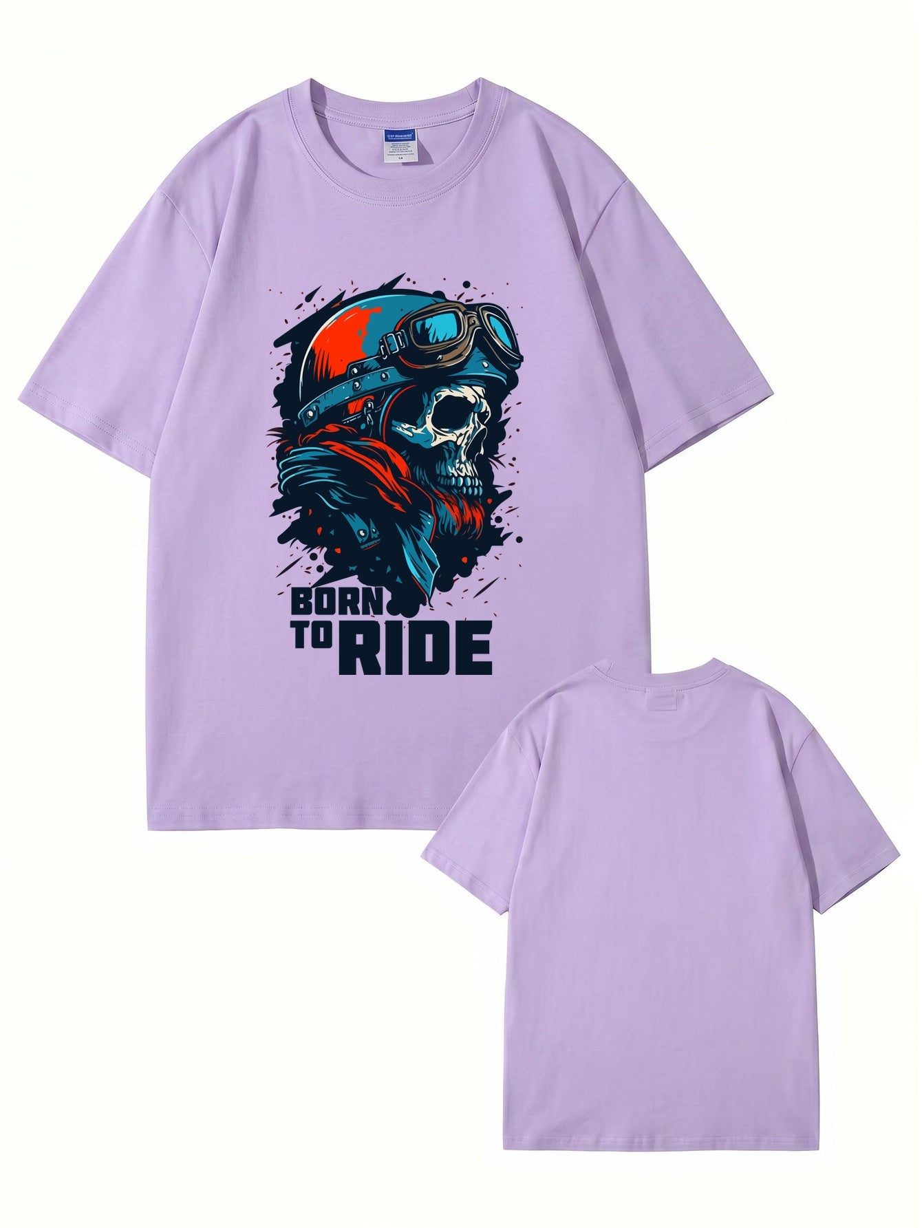 Born To Ride Skull Biker T-Shirt - Premium Heavyweight Cotton Graphic Tee