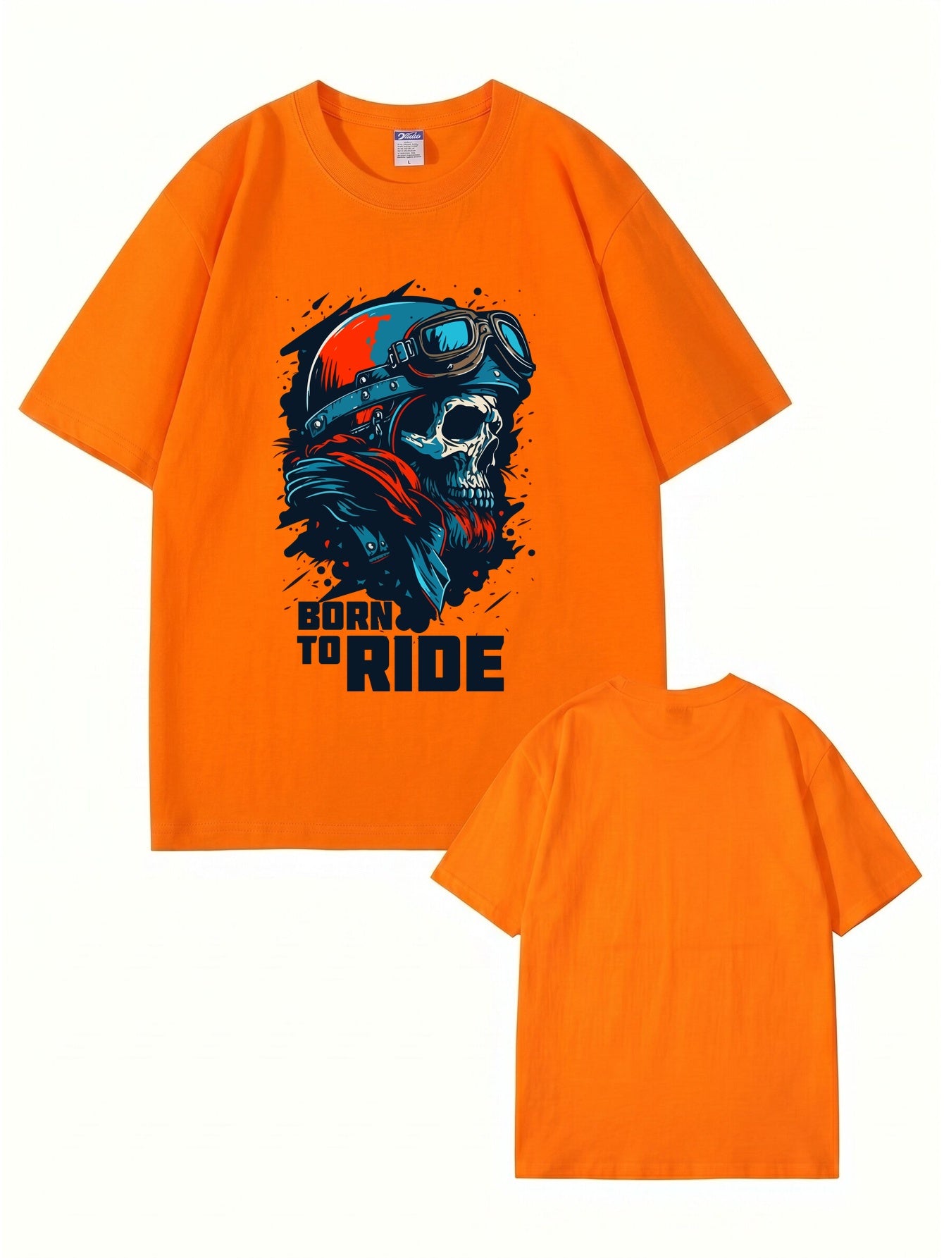 Born To Ride Skull Biker T-Shirt - Premium Heavyweight Cotton Graphic Tee