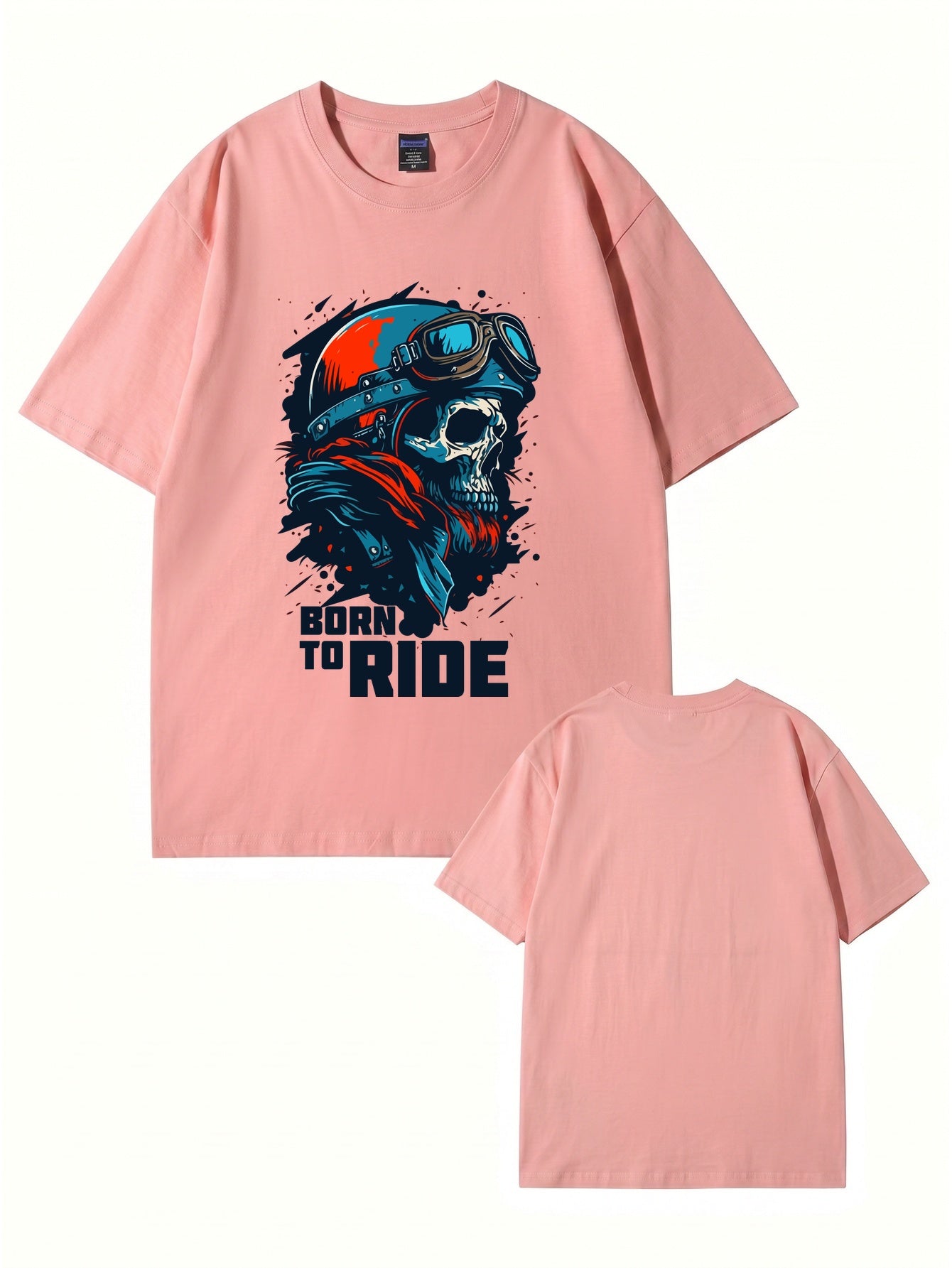 Born To Ride Skull Biker T-Shirt - Premium Heavyweight Cotton Graphic Tee