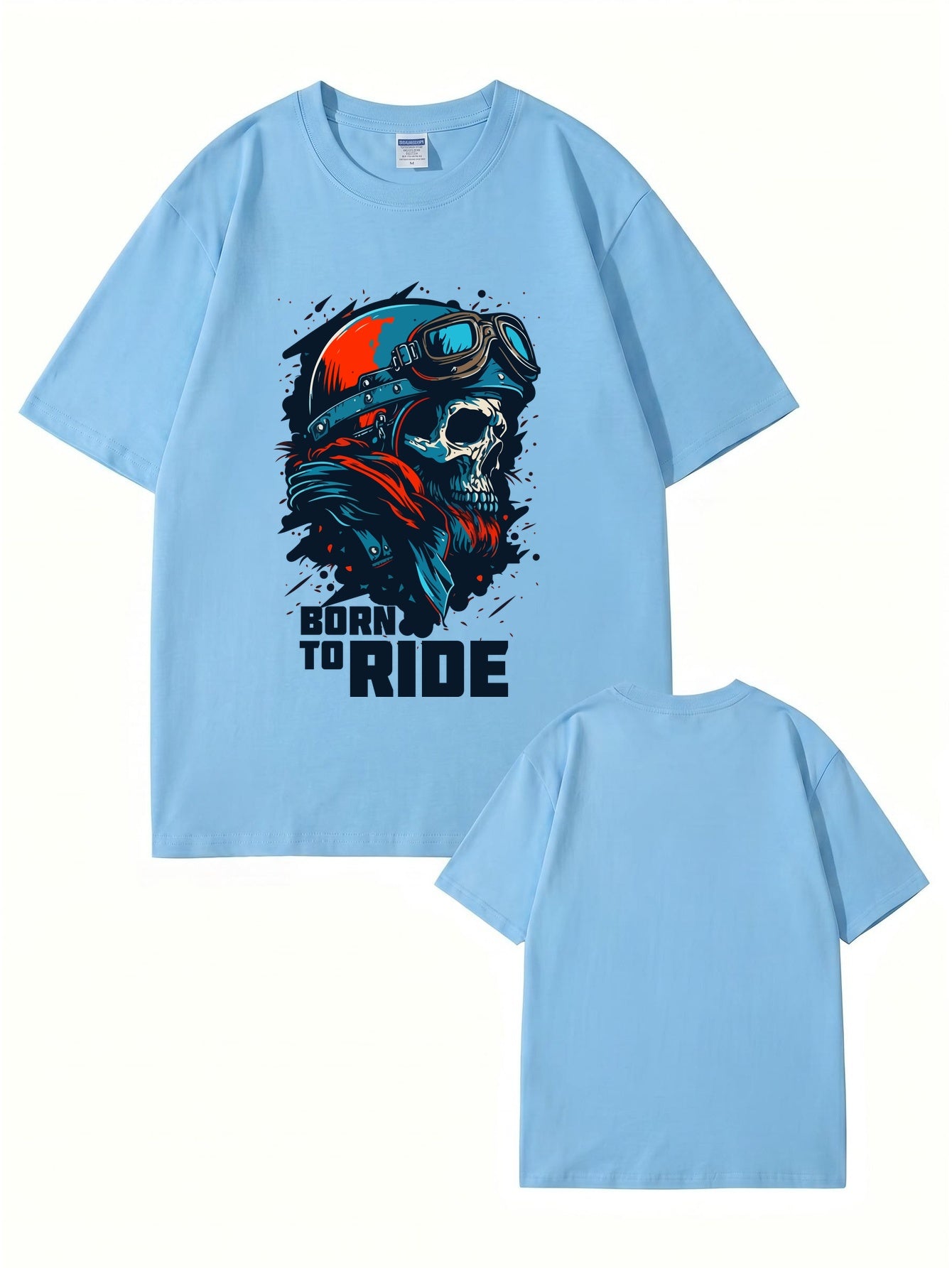 Born To Ride Skull Biker T-Shirt - Premium Heavyweight Cotton Graphic Tee