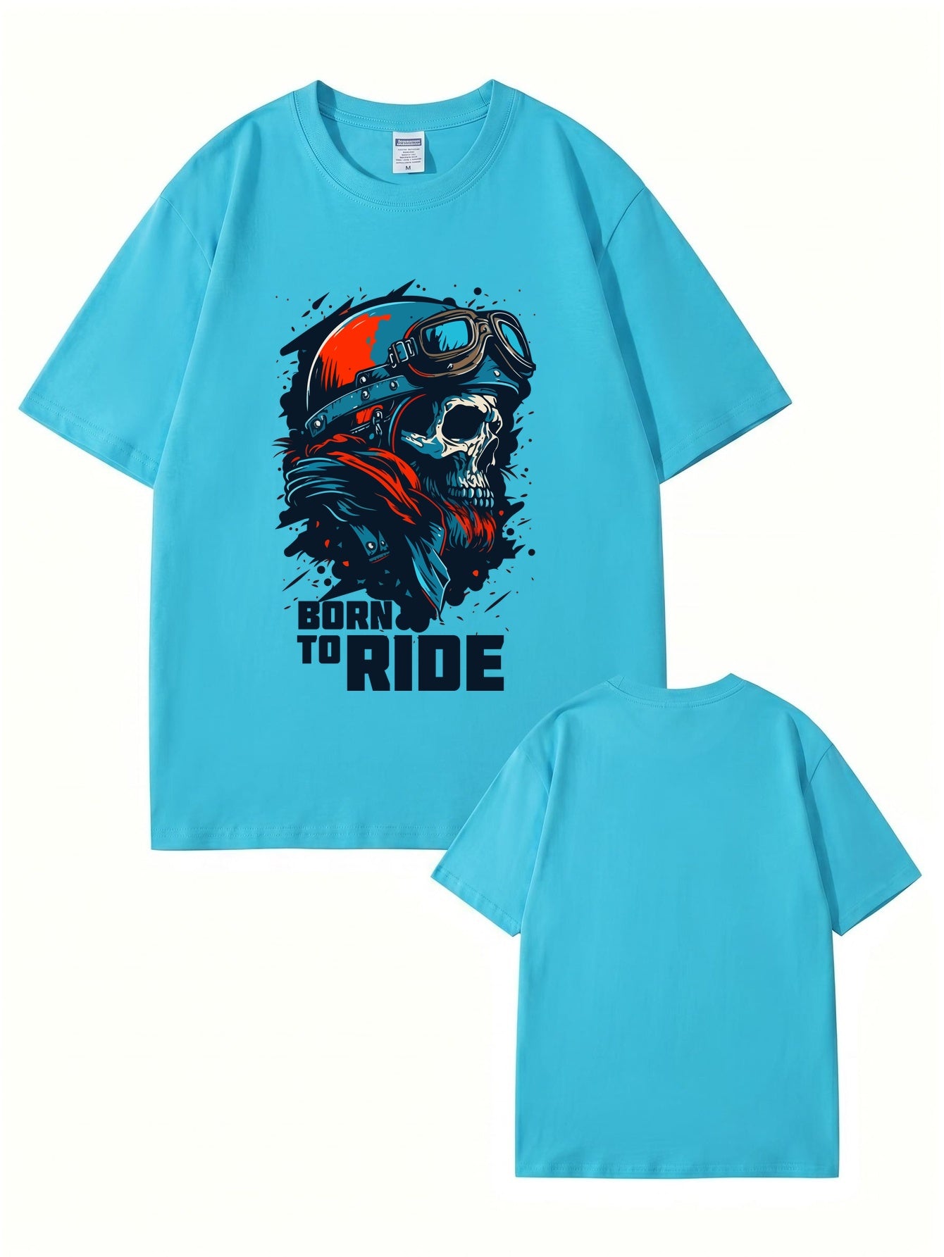 Born To Ride Skull Biker T-Shirt - Premium Heavyweight Cotton Graphic Tee