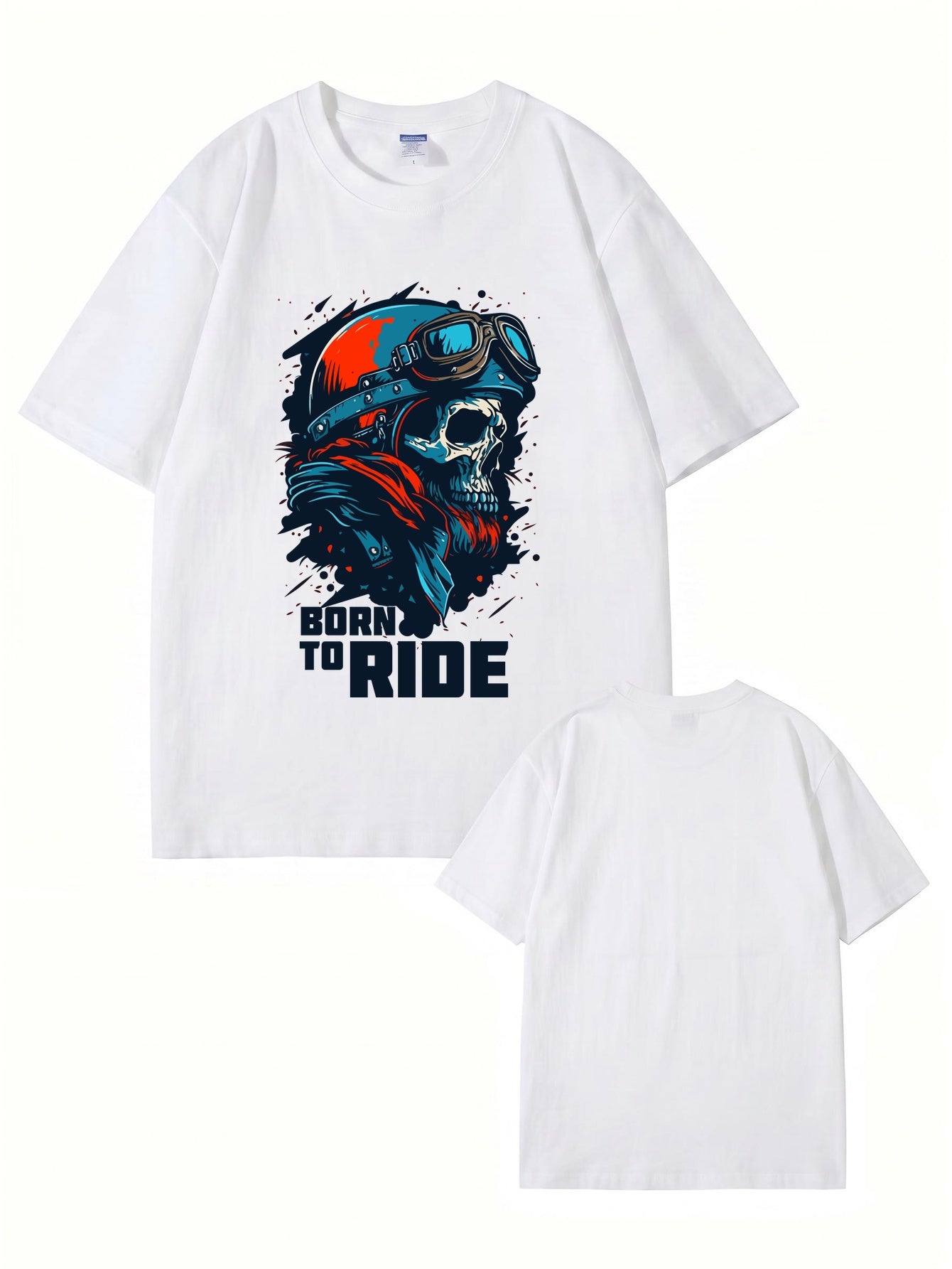 Born To Ride Skull Biker T-Shirt - Premium Heavyweight Cotton Graphic Tee