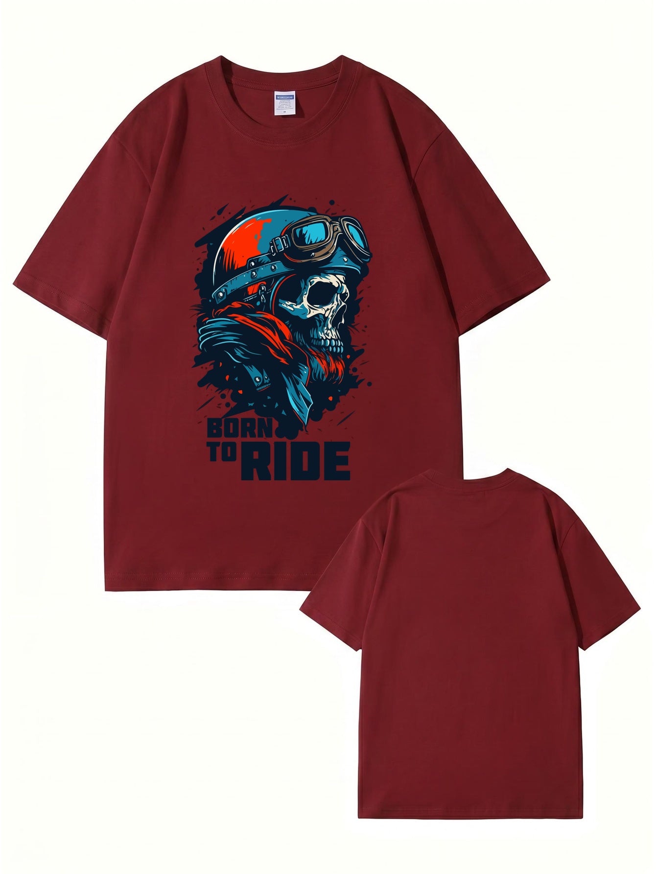 Born To Ride Skull Biker T-Shirt - Premium Heavyweight Cotton Graphic Tee