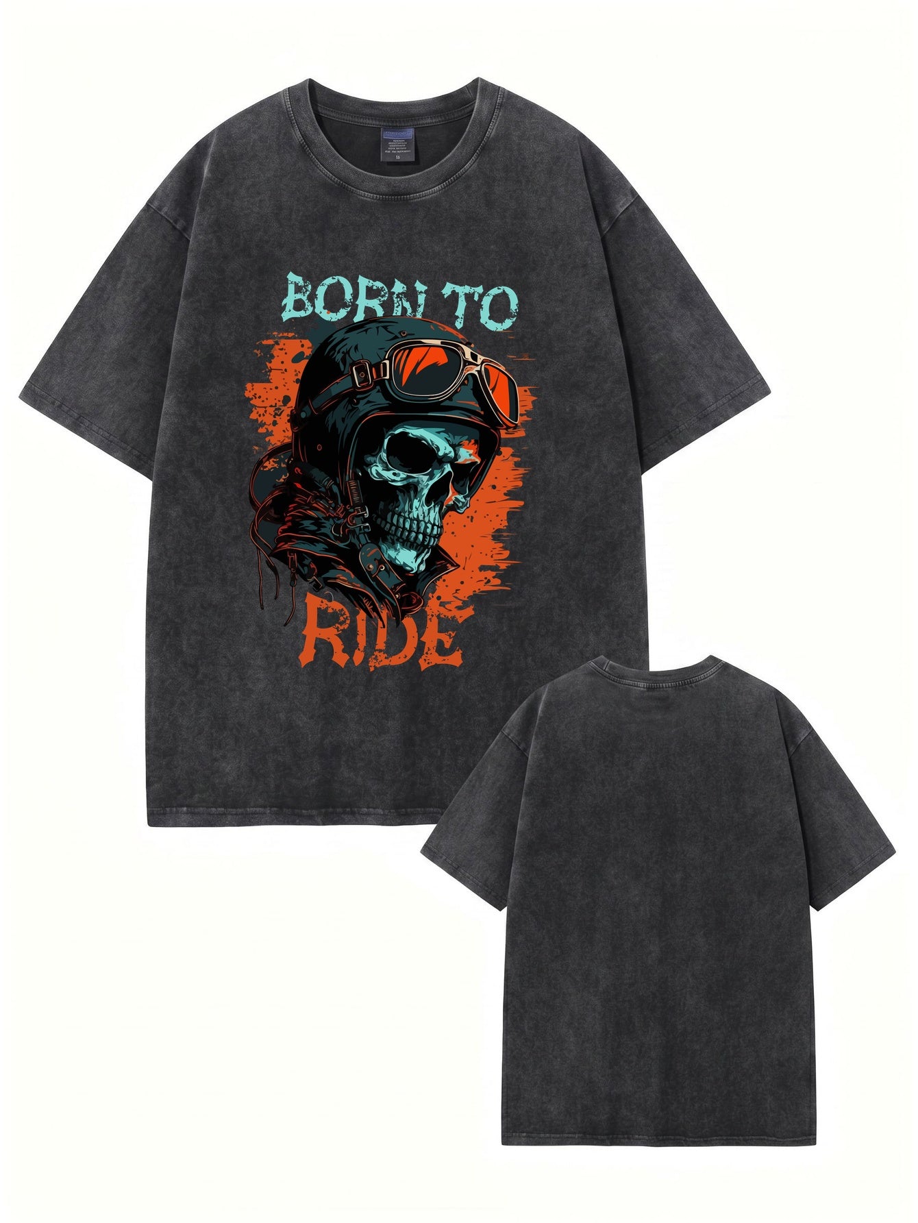 Born To Ride Vintage Washed Heavyweight Graphic T-Shirt