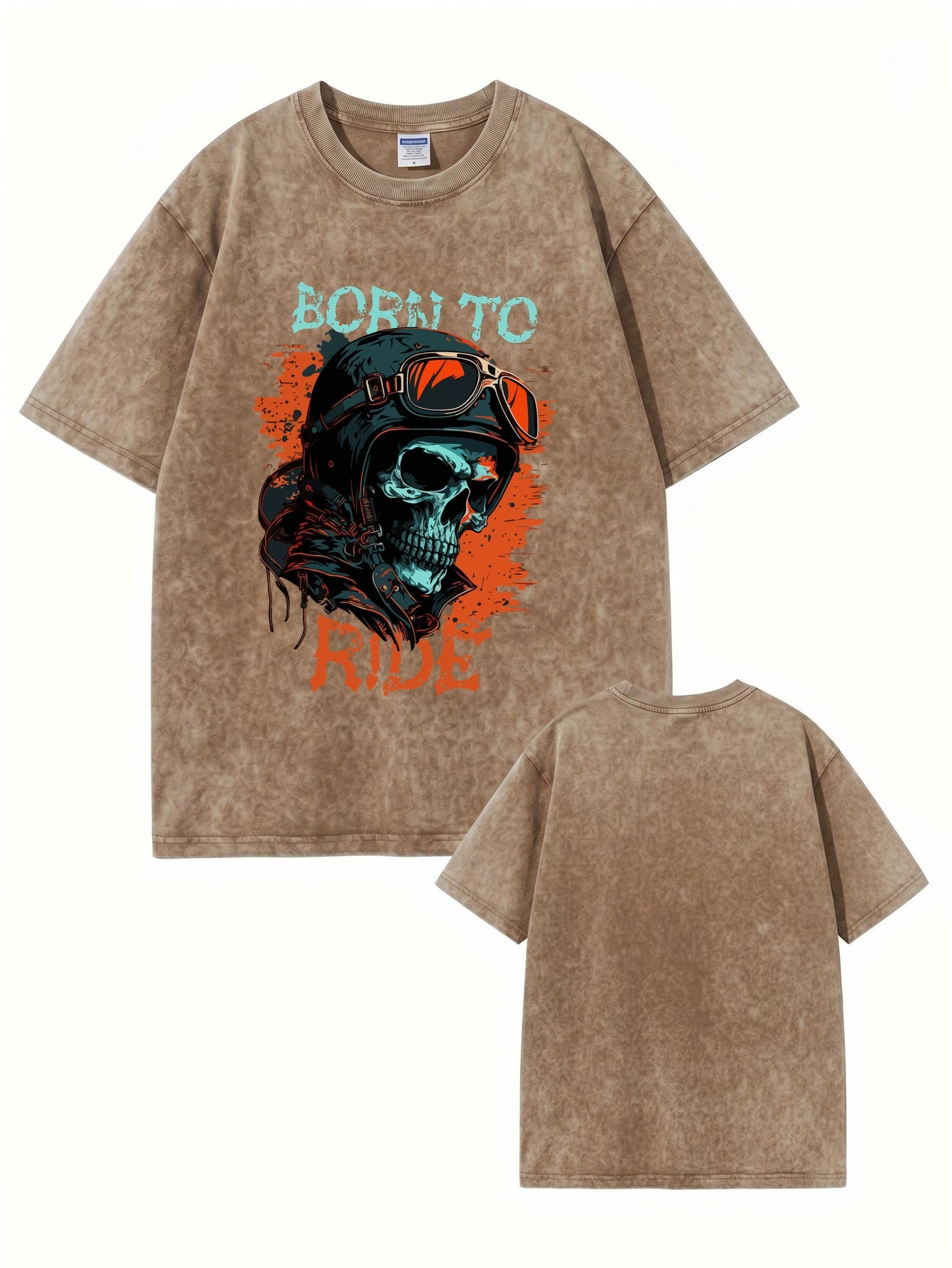 Born To Ride Vintage Washed Heavyweight Graphic T-Shirt