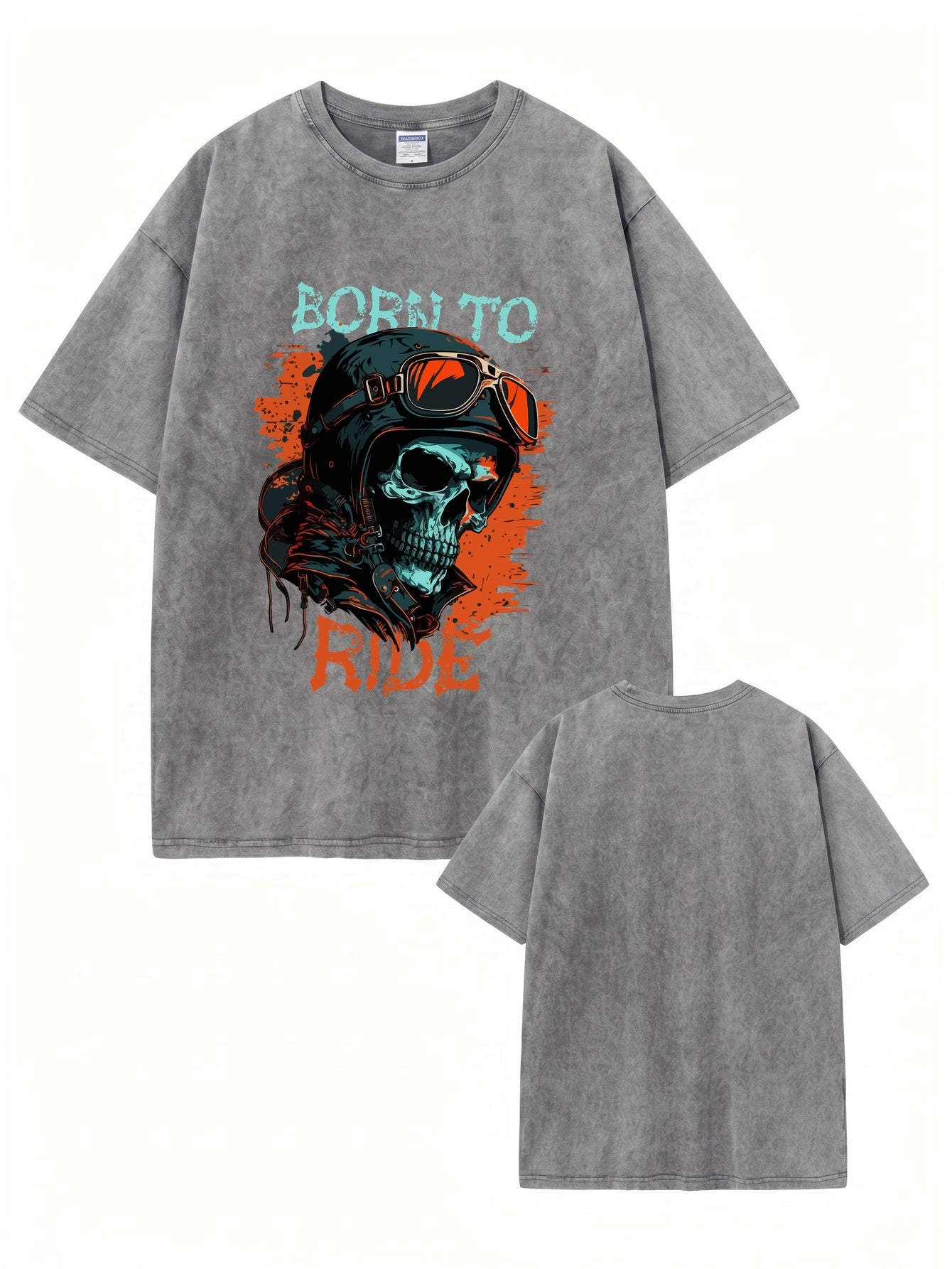 Born To Ride Vintage Washed Heavyweight Graphic T-Shirt