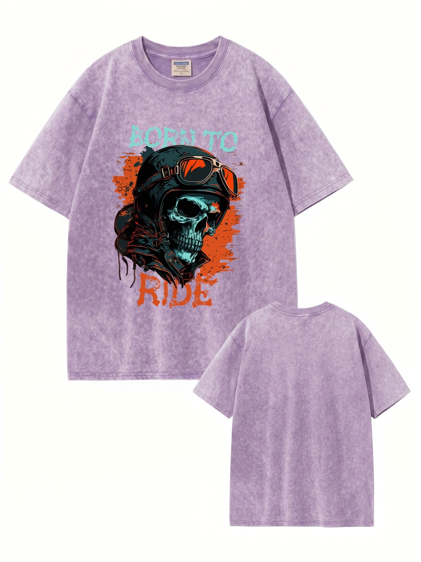 Born To Ride Vintage Washed Heavyweight Graphic T-Shirt