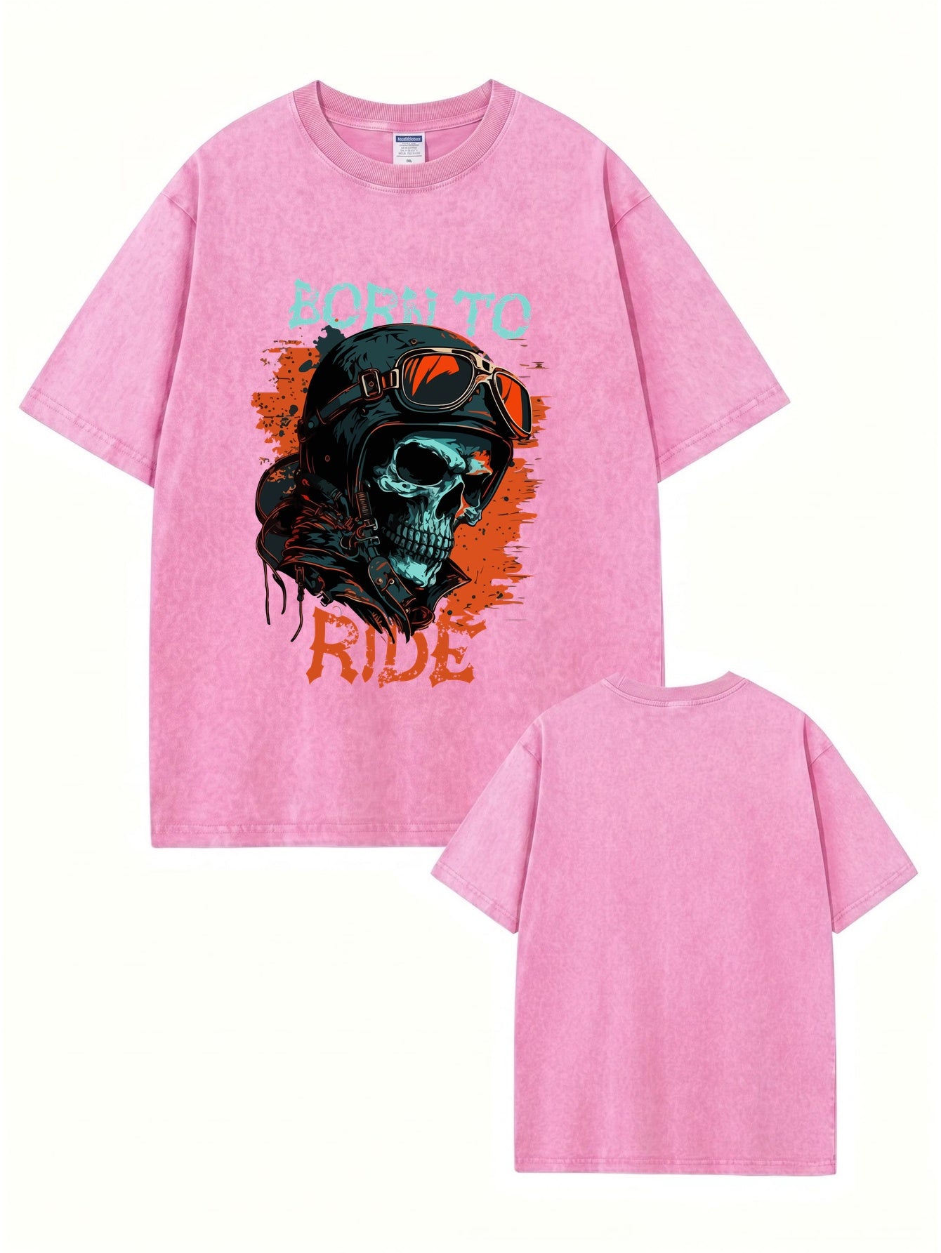 Born To Ride Vintage Washed Heavyweight Graphic T-Shirt