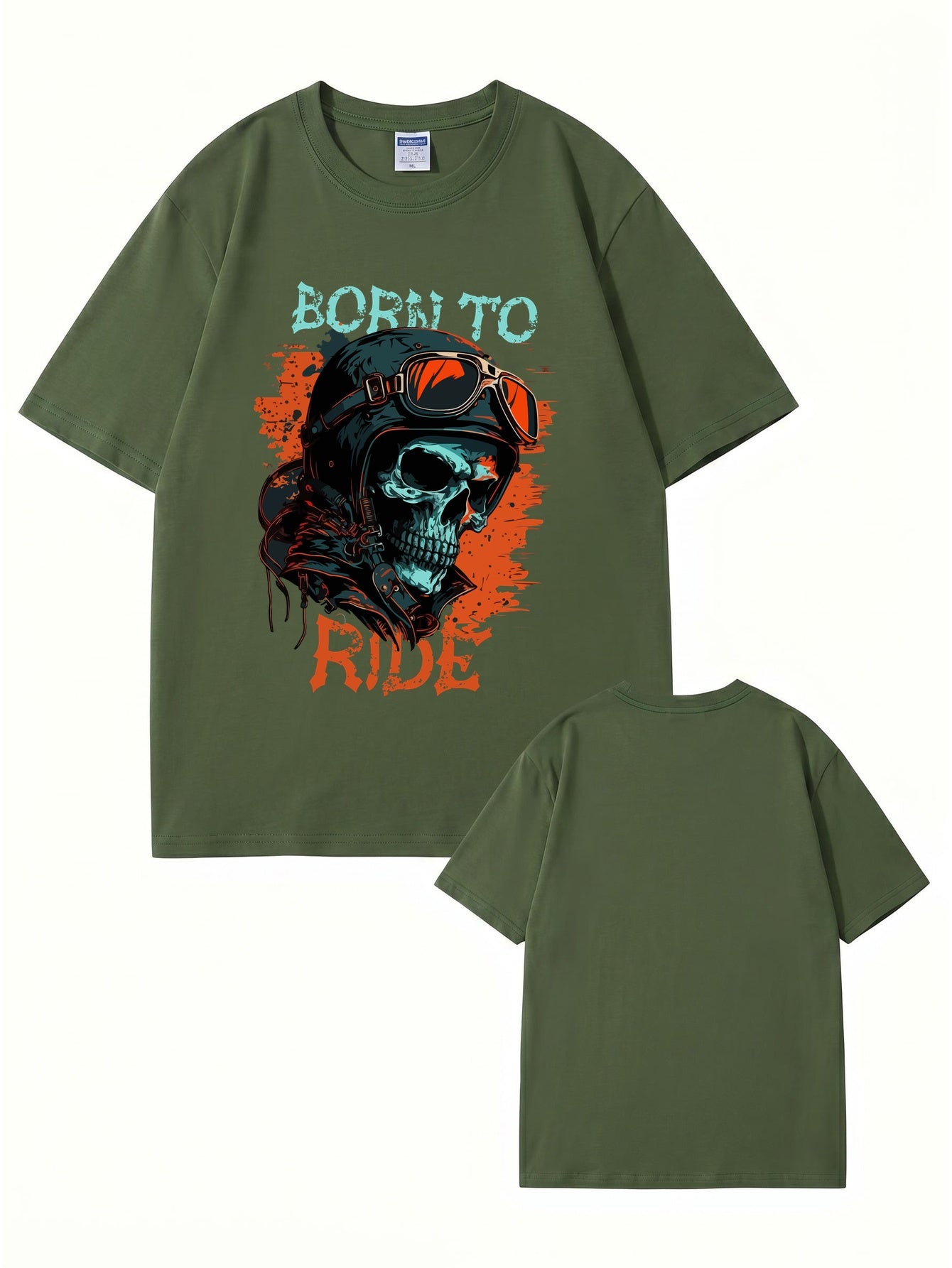 Born To Ride Skull Biker Graphic T-Shirt - Premium 200gsm Cotton Tee