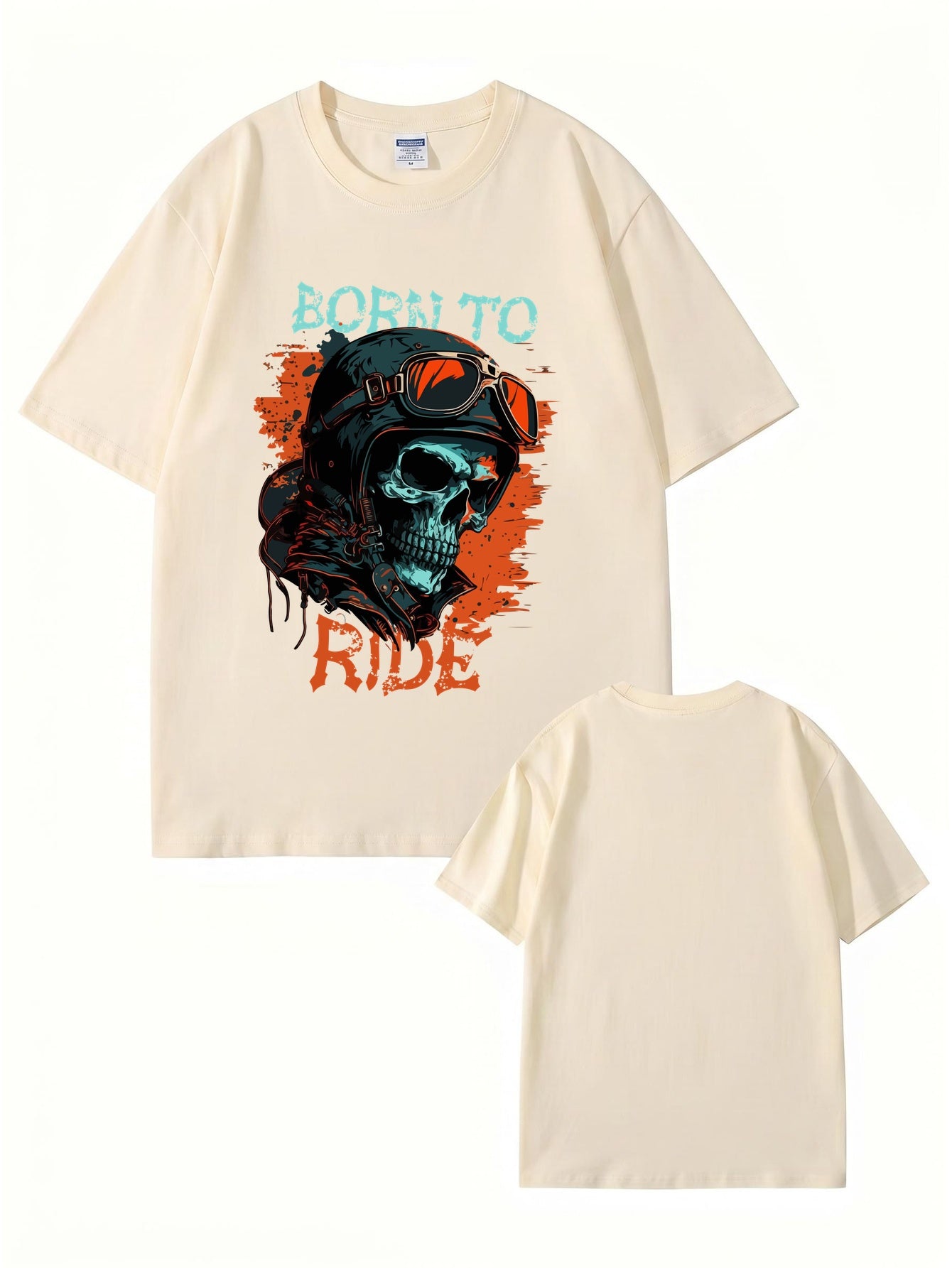Born To Ride Skull Biker Graphic T-Shirt - Premium 200gsm Cotton Tee