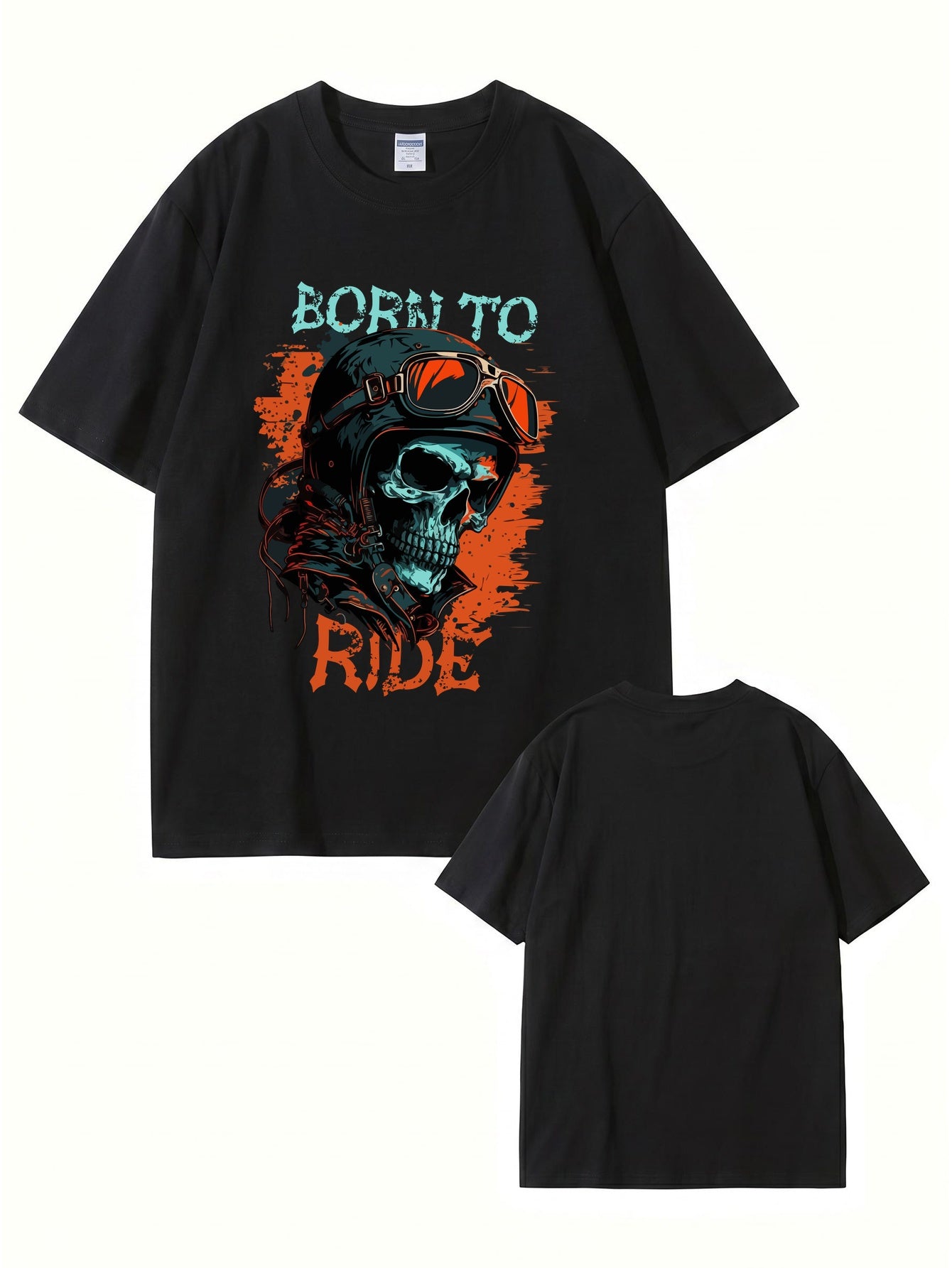 Born To Ride Skull Biker Graphic T-Shirt - Premium 200gsm Cotton Tee