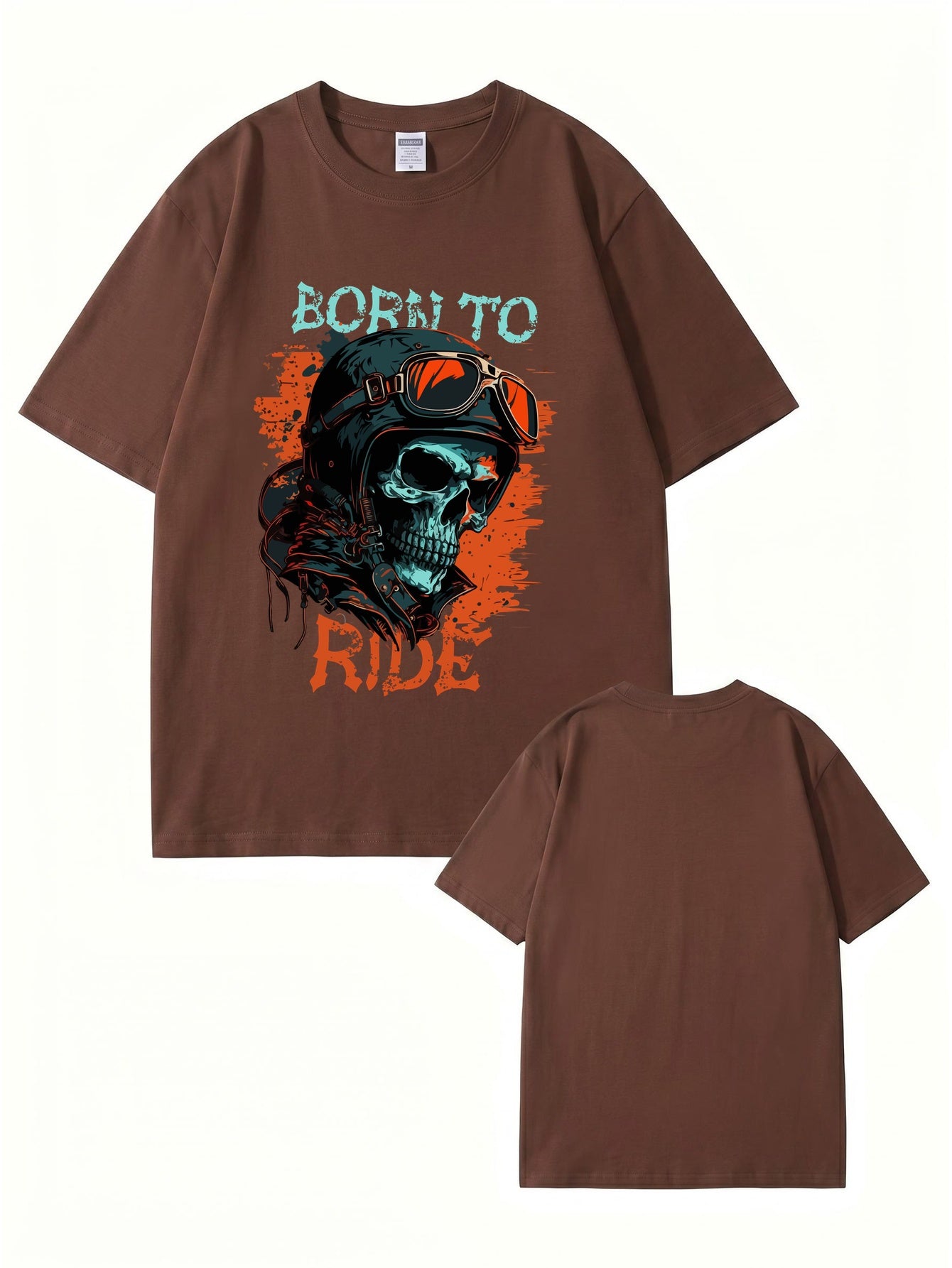 Born To Ride Skull Biker Graphic T-Shirt - Premium 200gsm Cotton Tee