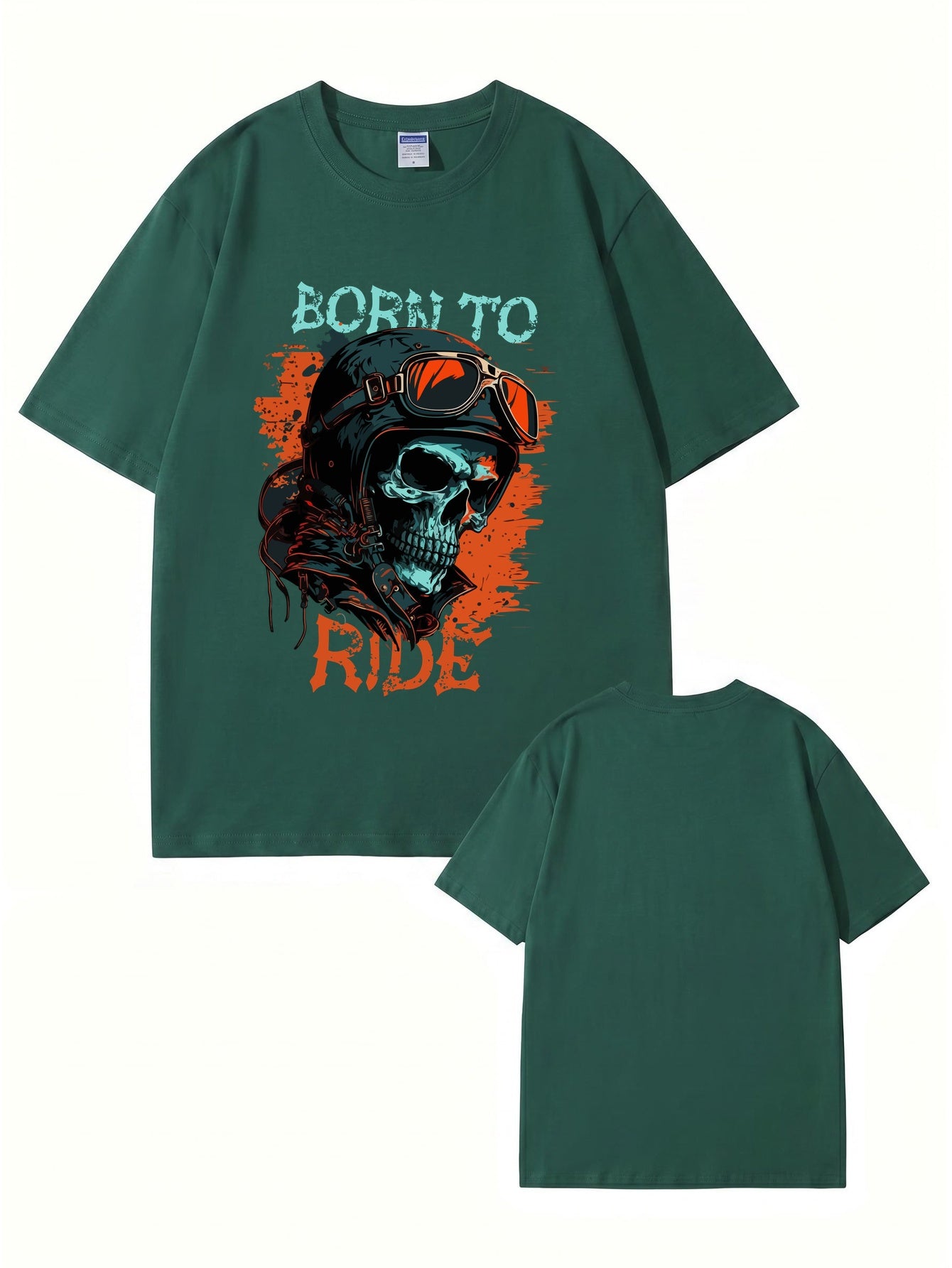 Born To Ride Skull Biker Graphic T-Shirt - Premium 200gsm Cotton Tee