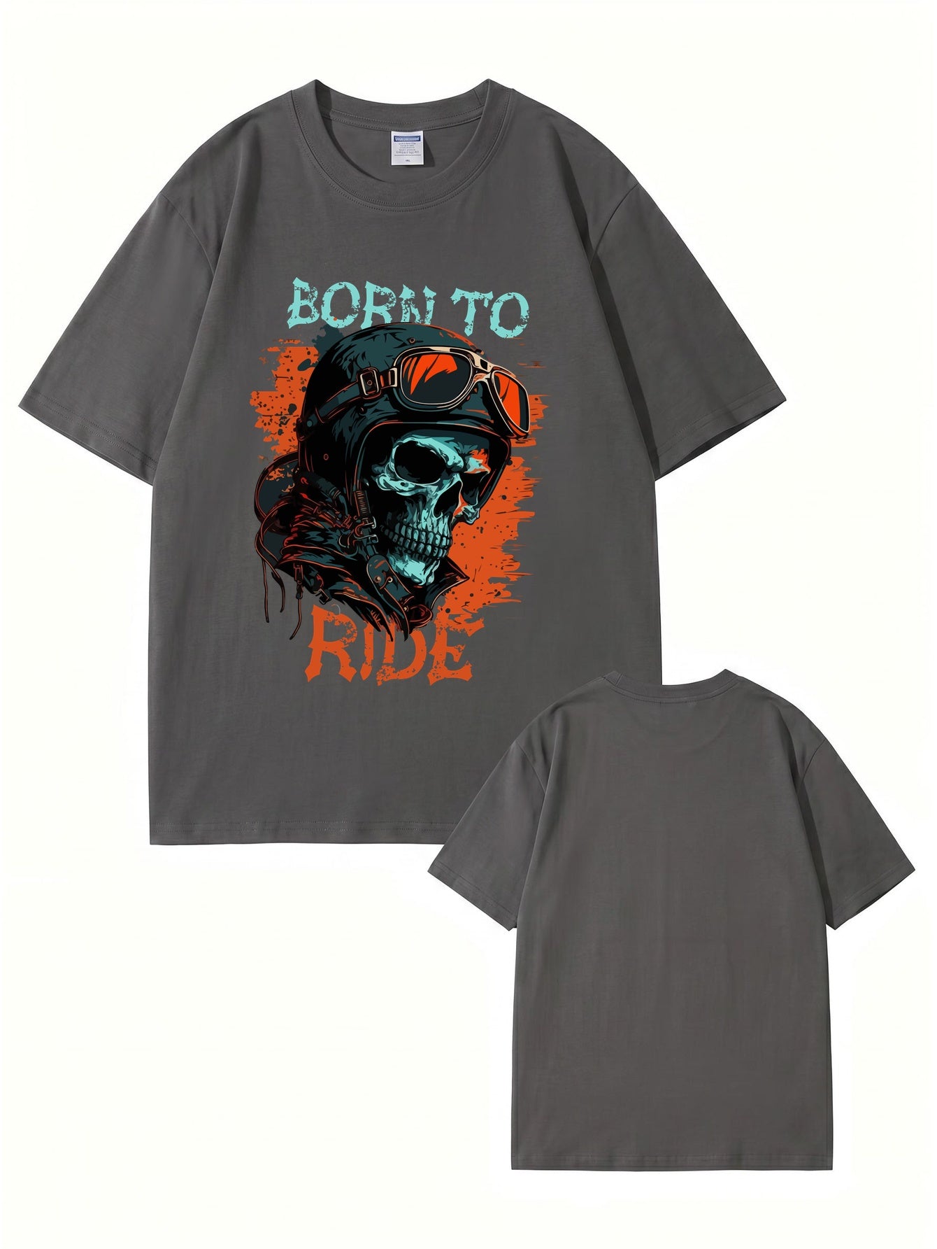 Born To Ride Skull Biker Graphic T-Shirt - Premium 200gsm Cotton Tee