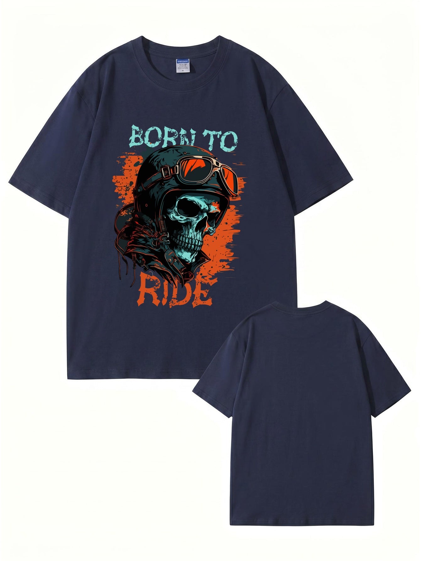 Born To Ride Skull Biker Graphic T-Shirt - Premium 200gsm Cotton Tee