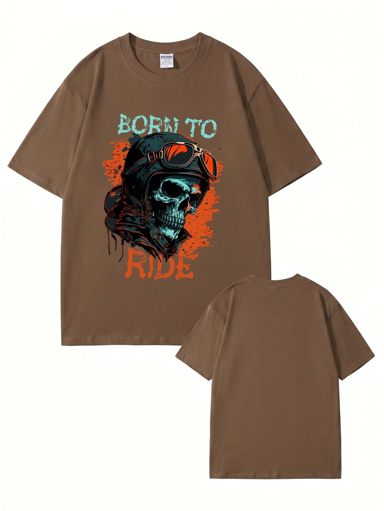 Born To Ride Skull Biker Graphic T-Shirt - Premium 200gsm Cotton Tee