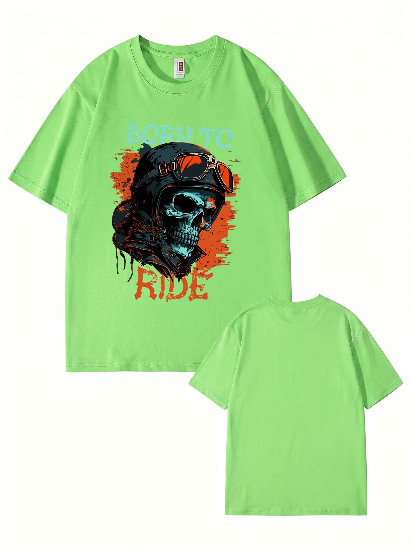 Born To Ride Skull Biker Graphic T-Shirt - Premium 200gsm Cotton Tee