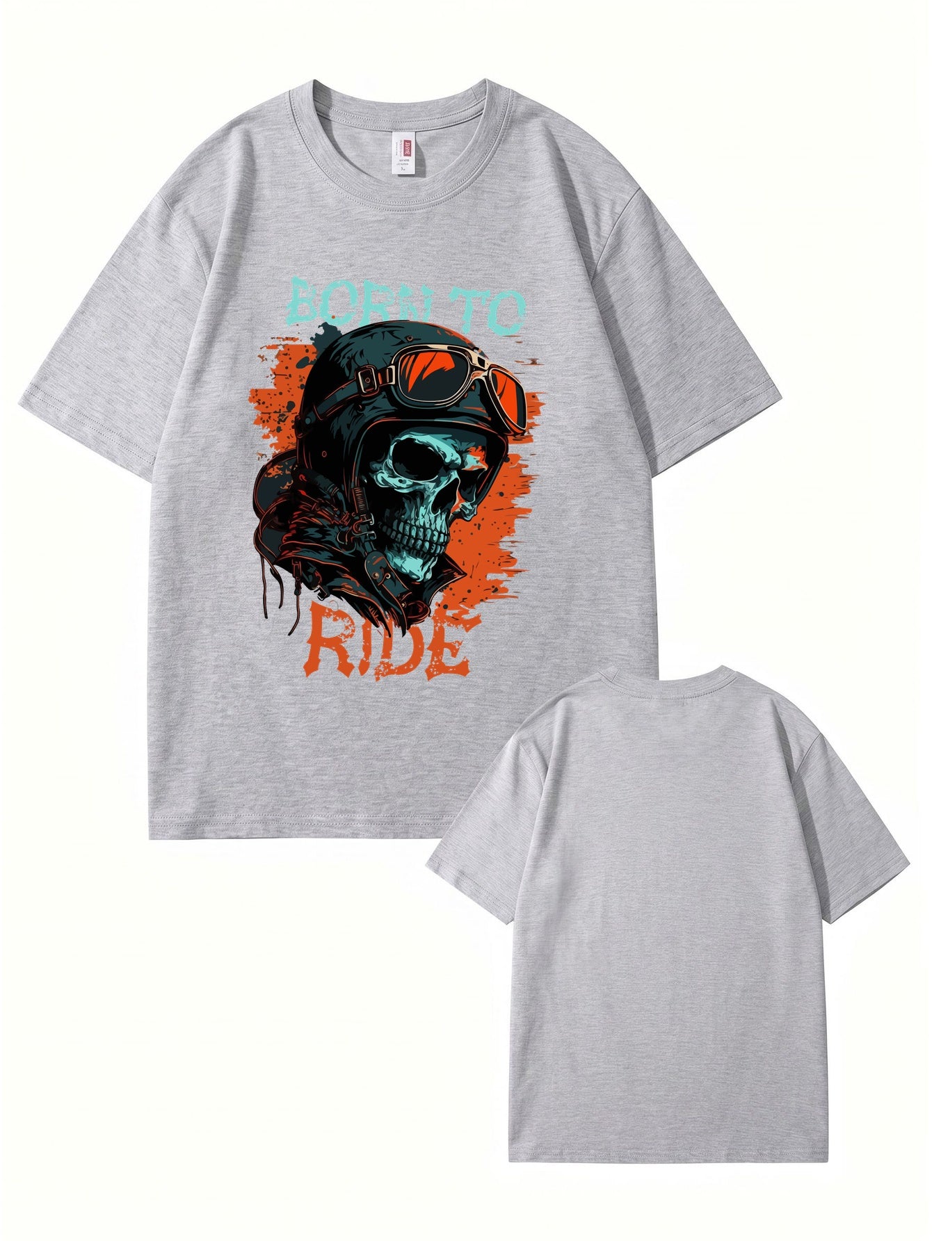 Born To Ride Skull Biker Graphic T-Shirt - Premium 200gsm Cotton Tee