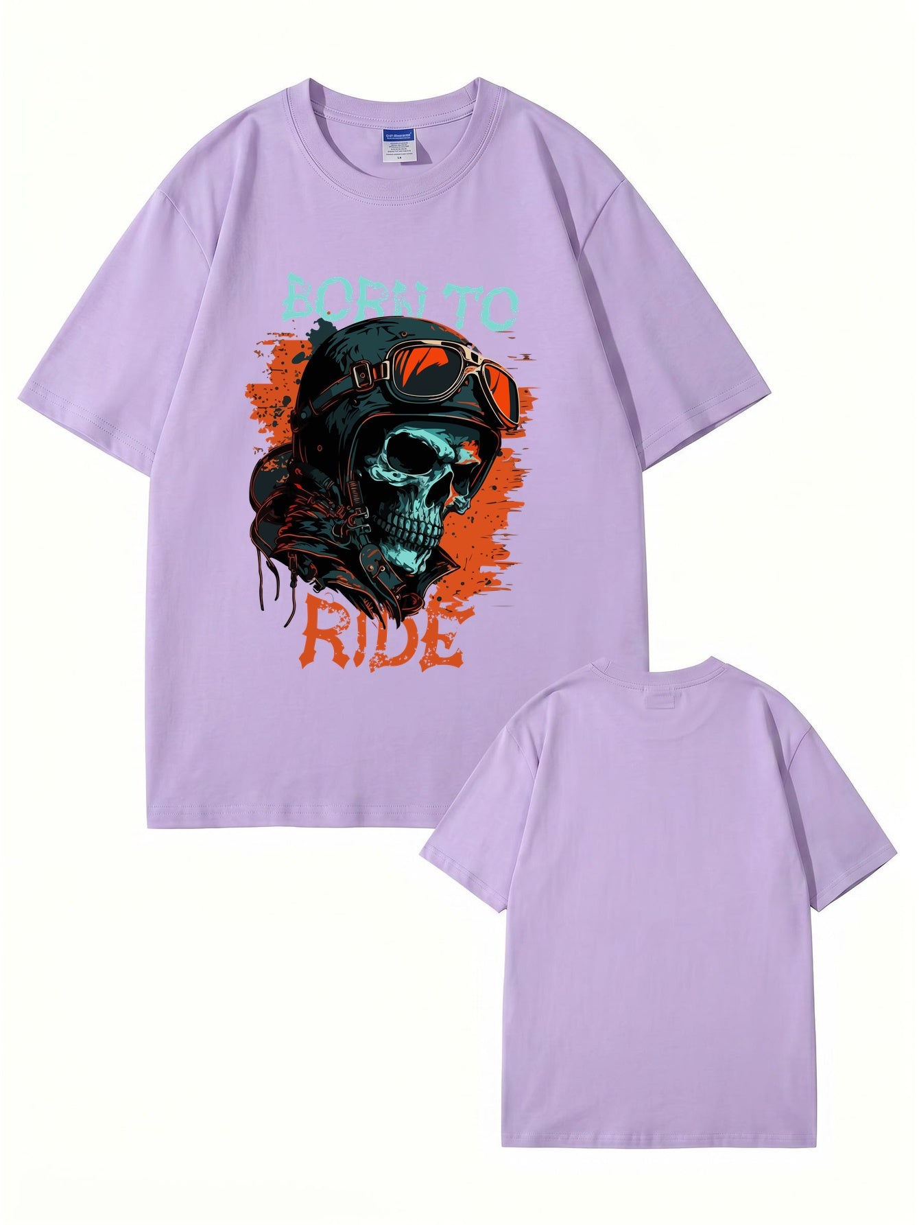 Born To Ride Skull Biker Graphic T-Shirt - Premium 200gsm Cotton Tee