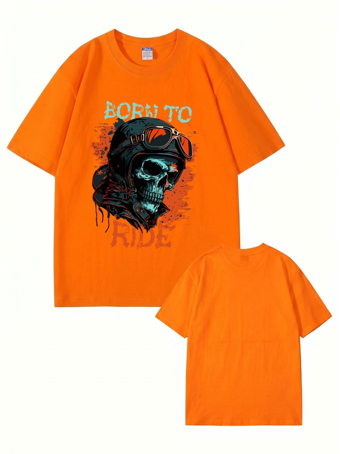Born To Ride Skull Biker Graphic T-Shirt - Premium 200gsm Cotton Tee