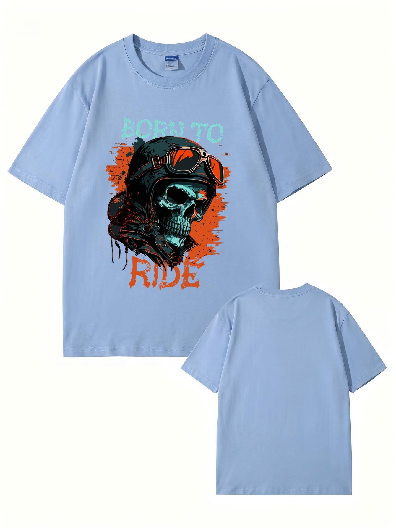 Born To Ride Skull Biker Graphic T-Shirt - Premium 200gsm Cotton Tee