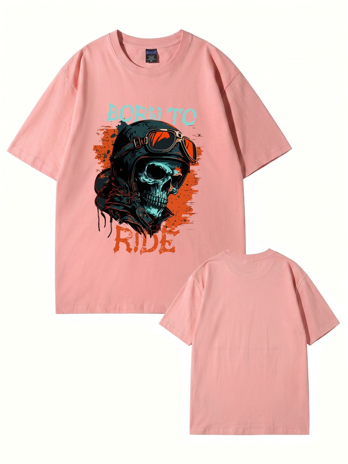Born To Ride Skull Biker Graphic T-Shirt - Premium 200gsm Cotton Tee