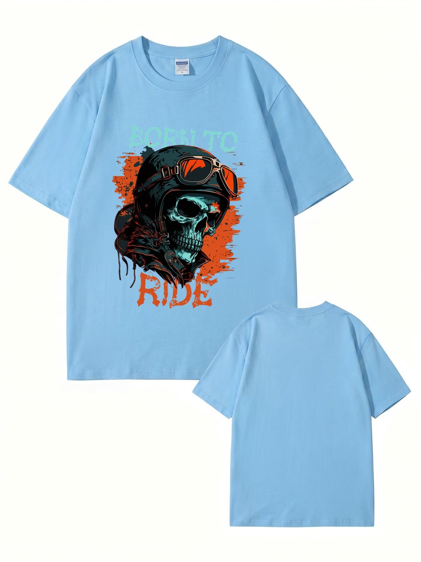 Born To Ride Skull Biker Graphic T-Shirt - Premium 200gsm Cotton Tee