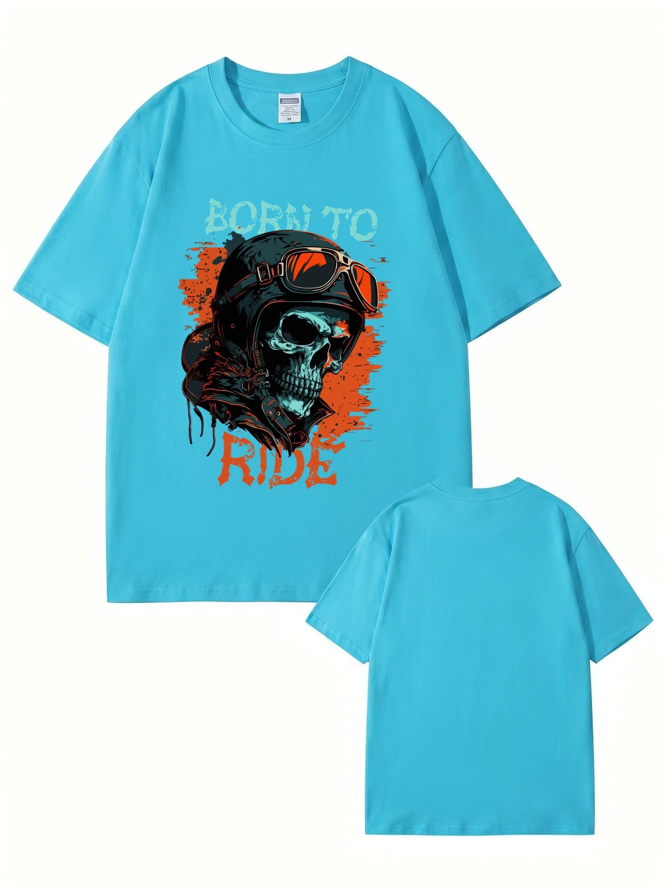 Born To Ride Skull Biker Graphic T-Shirt - Premium 200gsm Cotton Tee