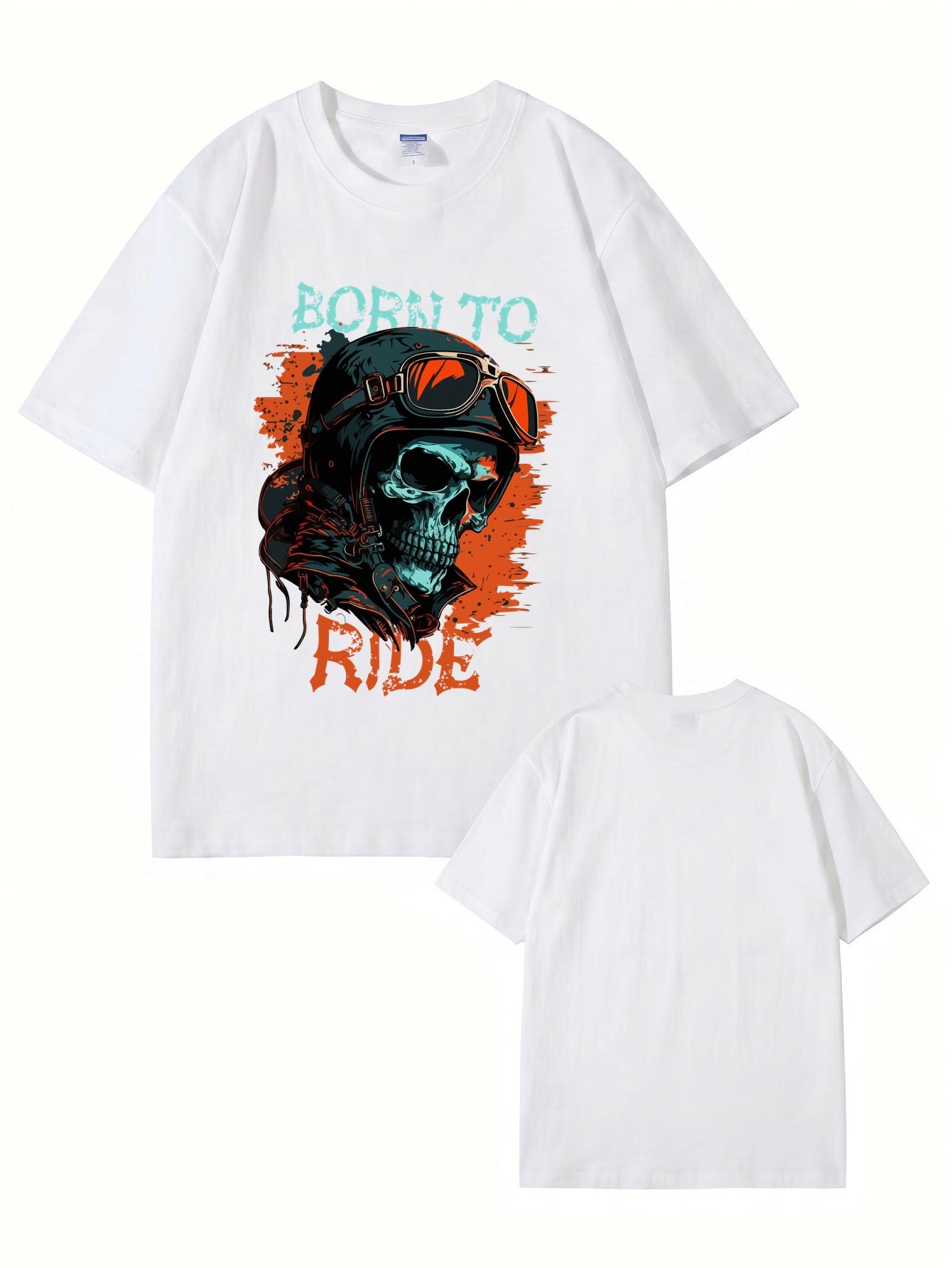 Born To Ride Skull Biker Graphic T-Shirt - Premium 200gsm Cotton Tee