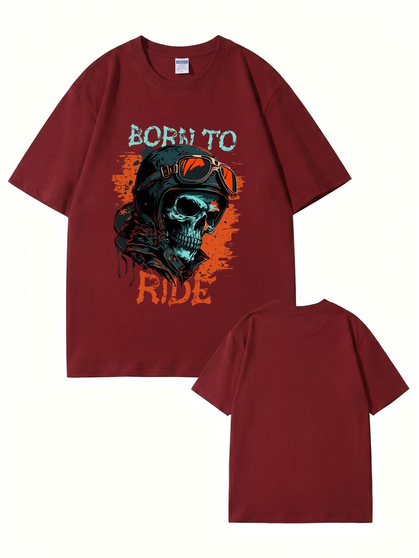 Born To Ride Skull Biker Graphic T-Shirt - Premium 200gsm Cotton Tee