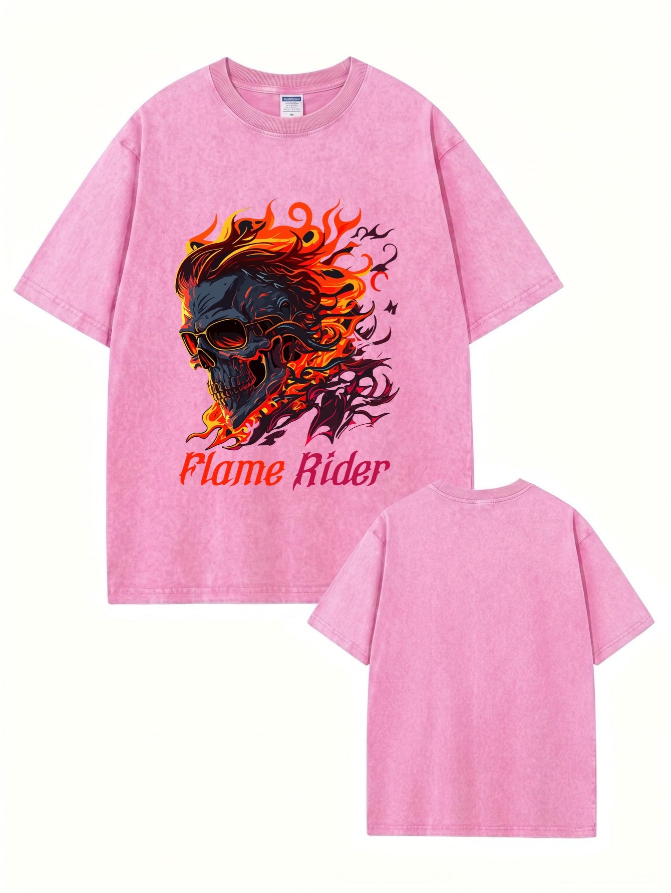 Flame Rider Vintage Washed Graphic T-Shirt - Heavyweight 300gsm Cotton