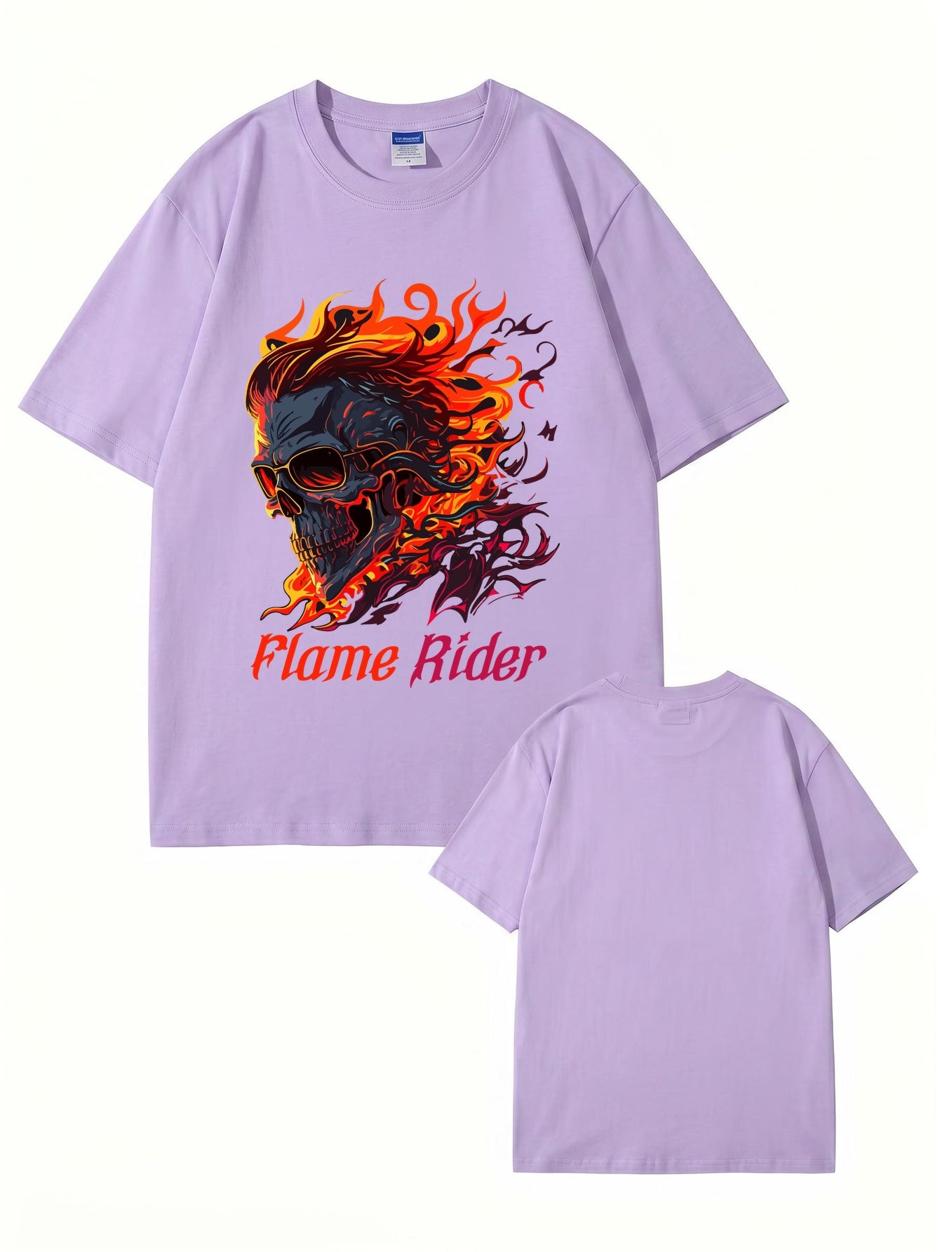 Flame Rider Skull Graphic T-Shirt | Men's Heavyweight Cotton Streetwear Tee