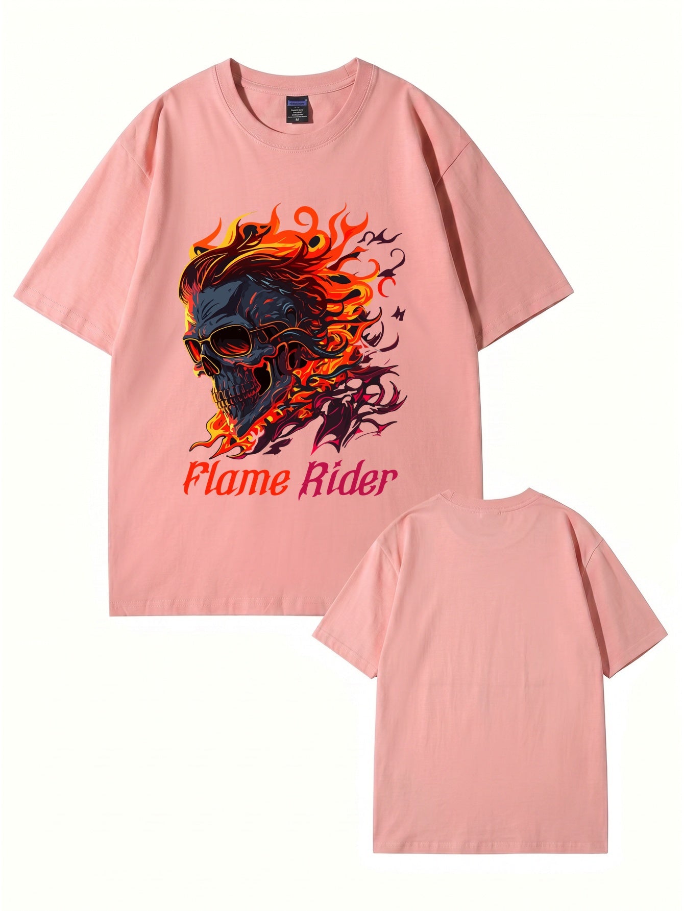 Flame Rider Skull Graphic T-Shirt | Men's Heavyweight Cotton Streetwear Tee