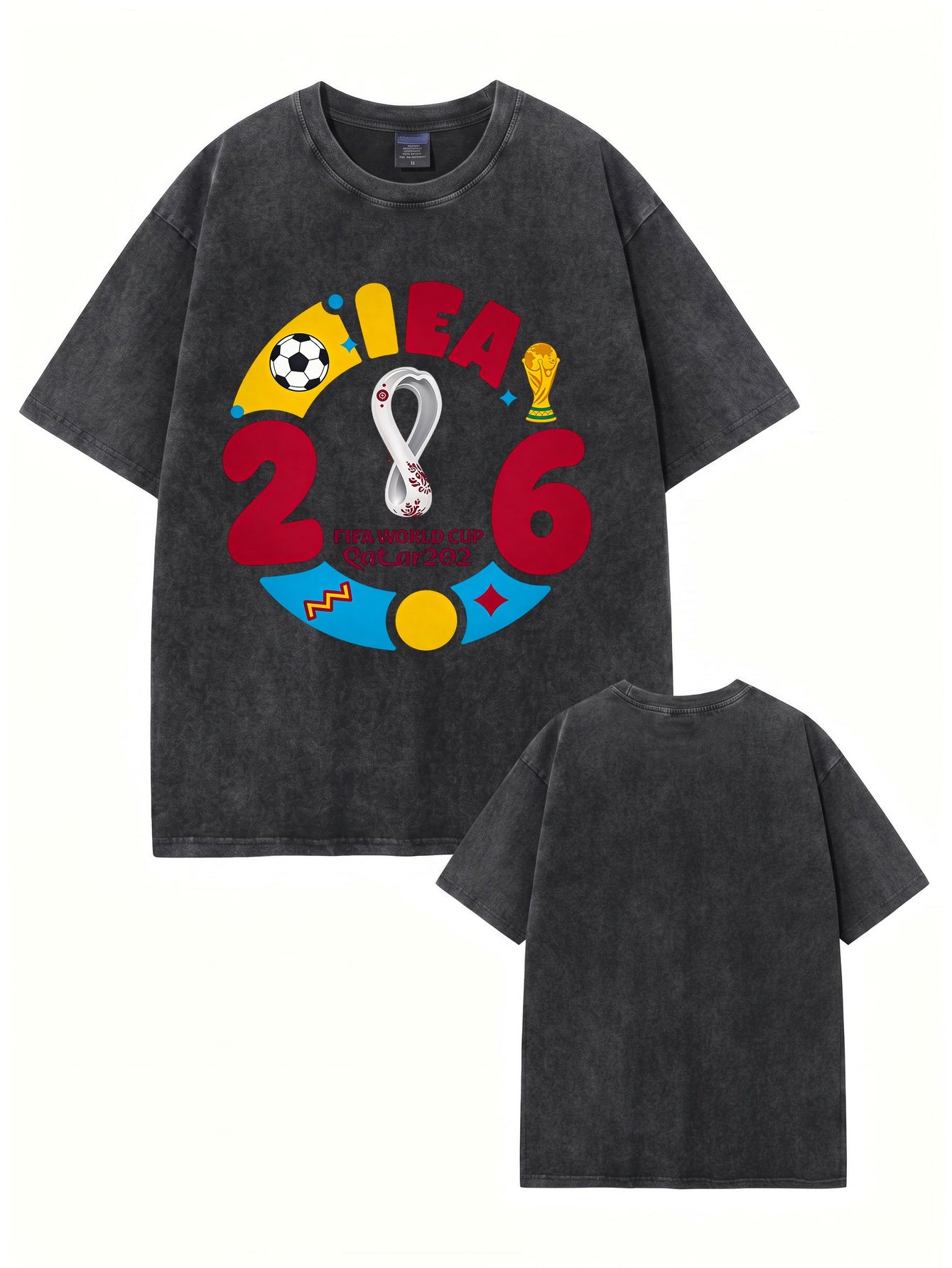 Vintage Washed FIFA World Cup 2026 Graphic Heavyweight Cotton T-Shirt