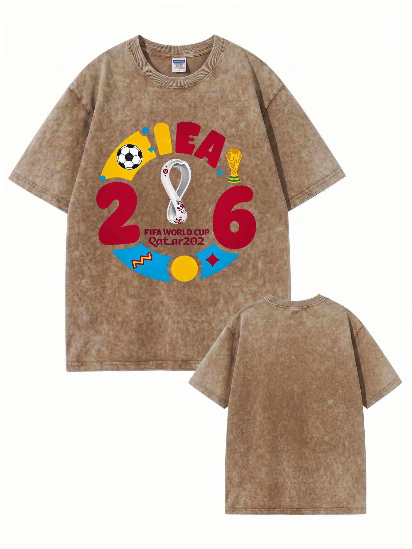 Vintage Washed FIFA World Cup 2026 Graphic Heavyweight Cotton T-Shirt