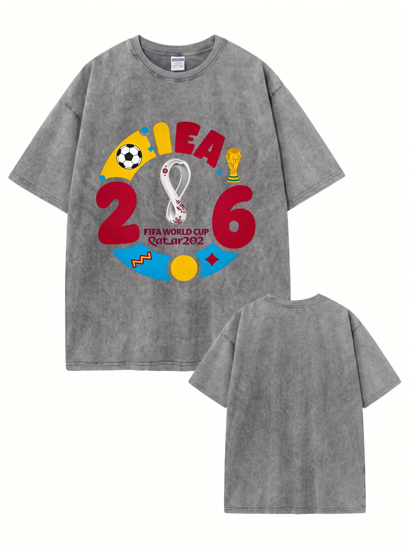 Vintage Washed FIFA World Cup 2026 Graphic Heavyweight Cotton T-Shirt