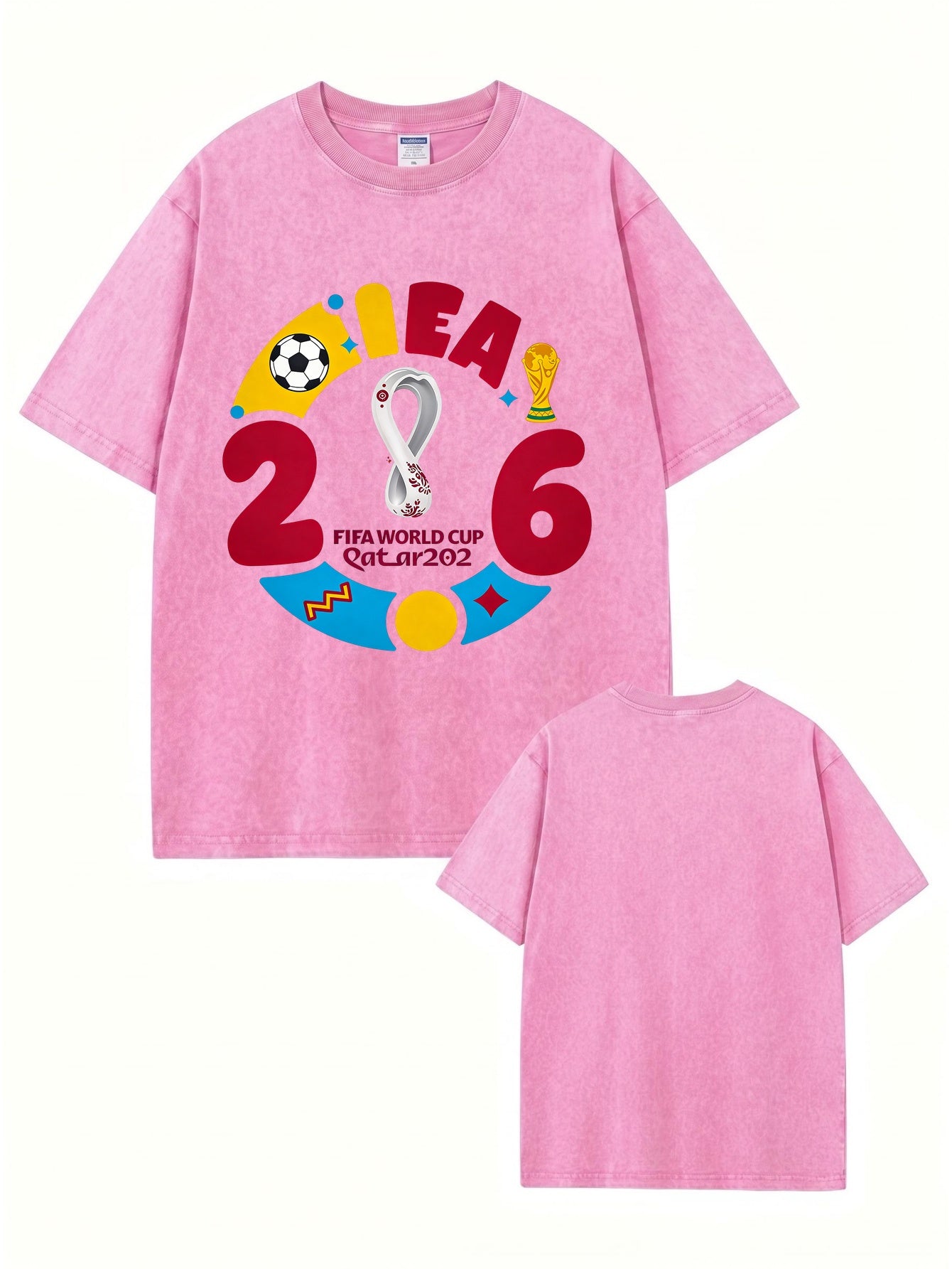 Vintage Washed FIFA World Cup 2026 Graphic Heavyweight Cotton T-Shirt