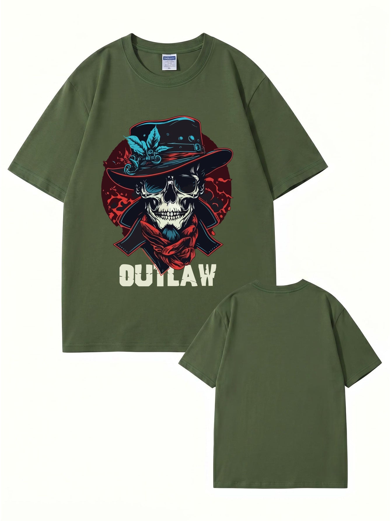 Outlaw Skull Graphic T-Shirt - Vintage Western Style Premium Cotton Tee
