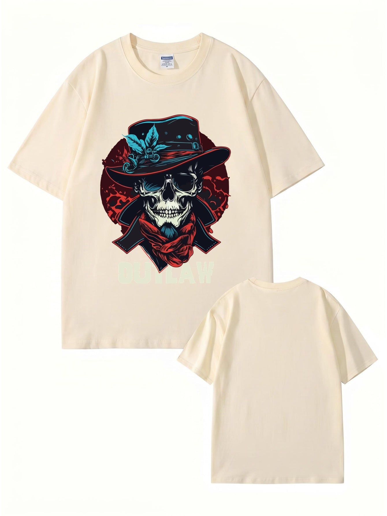 Outlaw Skull Graphic T-Shirt - Vintage Western Style Premium Cotton Tee