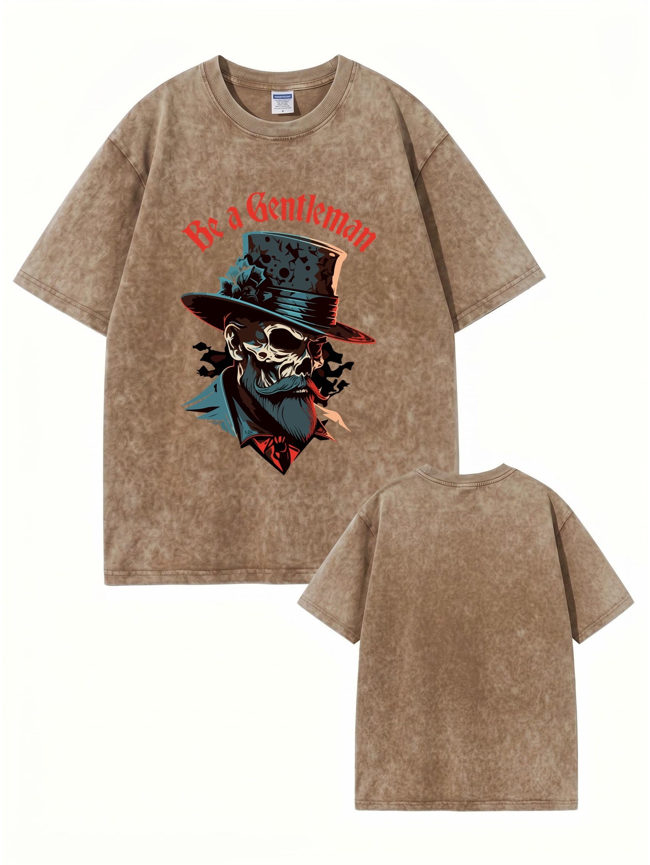 Vintage Washed Be a Gentleman Skull Graphic T-Shirt